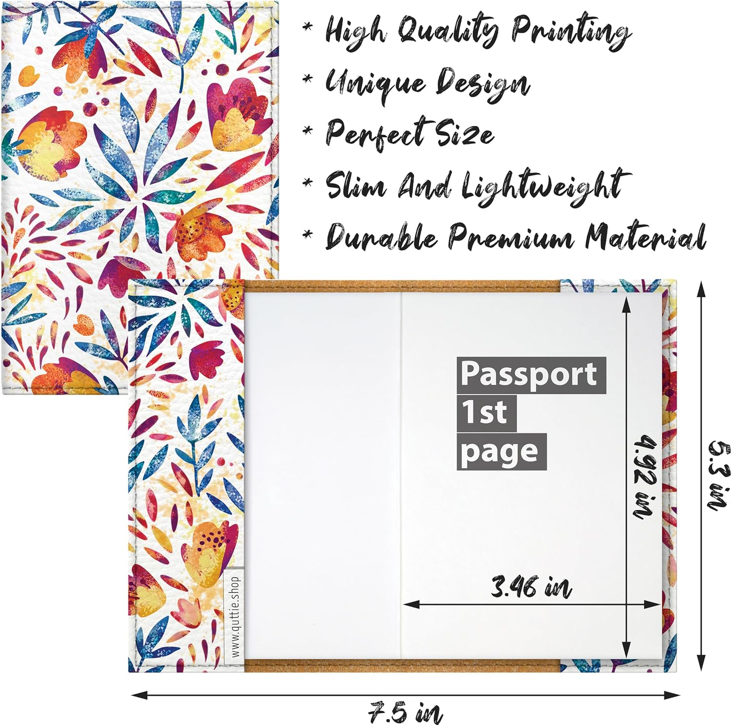 Quttie Passport Cover for Kids, Women and Men, Cute Travel Passport Holder, 20. Flower Pattern, Soft Cover - 08. Little Cool Dino image number 5