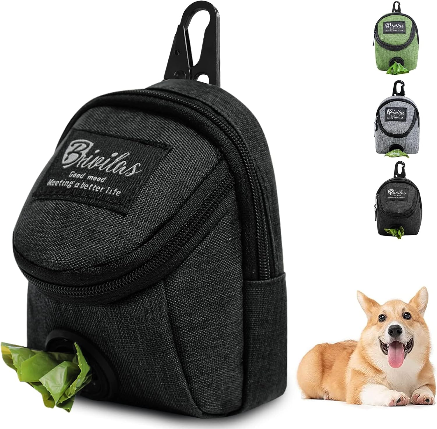 Dog Treat Pouch, Dispenser Pet Treat Waste Bags Pet Training Bag with Poop Bag Holder for Puppy and Dog Training Travel Walking Running Hiking and Outdoor Activities