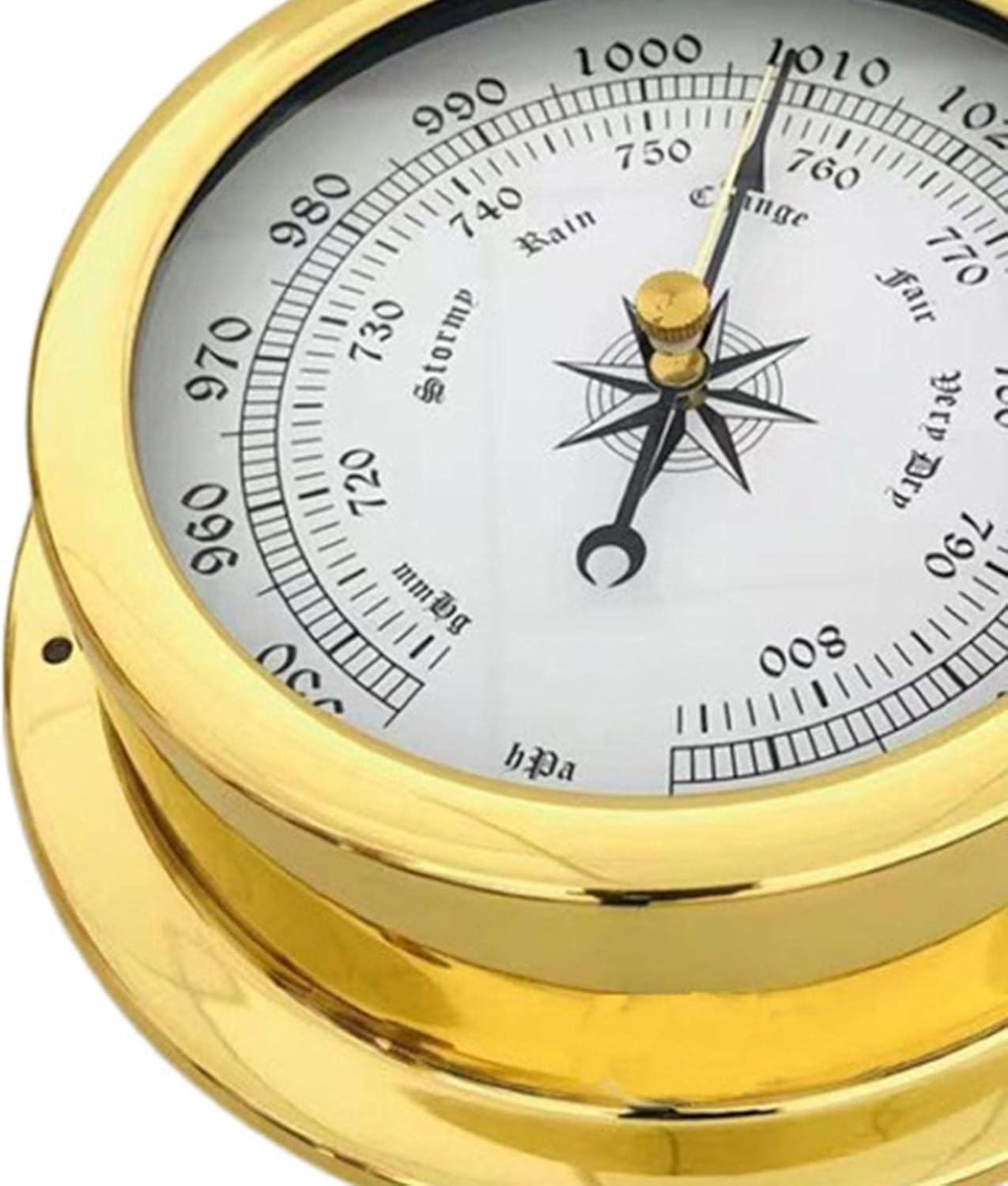 Qianly Wall Mounted Barometer Watch Pressure Gauge Accuracy Brass Shell Weather Station Indoor Outdoor for Porches Warehouses Marine Home Yard image number 6