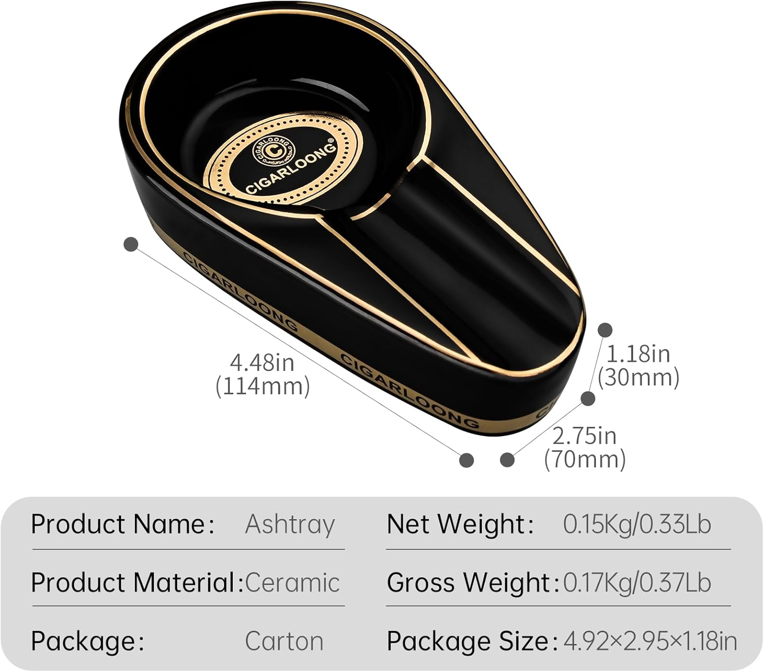 Cigar Ashtray for Outdoor, Ceramic Ashtray, Portable Cigar Ashtray for Home, Patio, Travel (Yellow) - Black image number 2