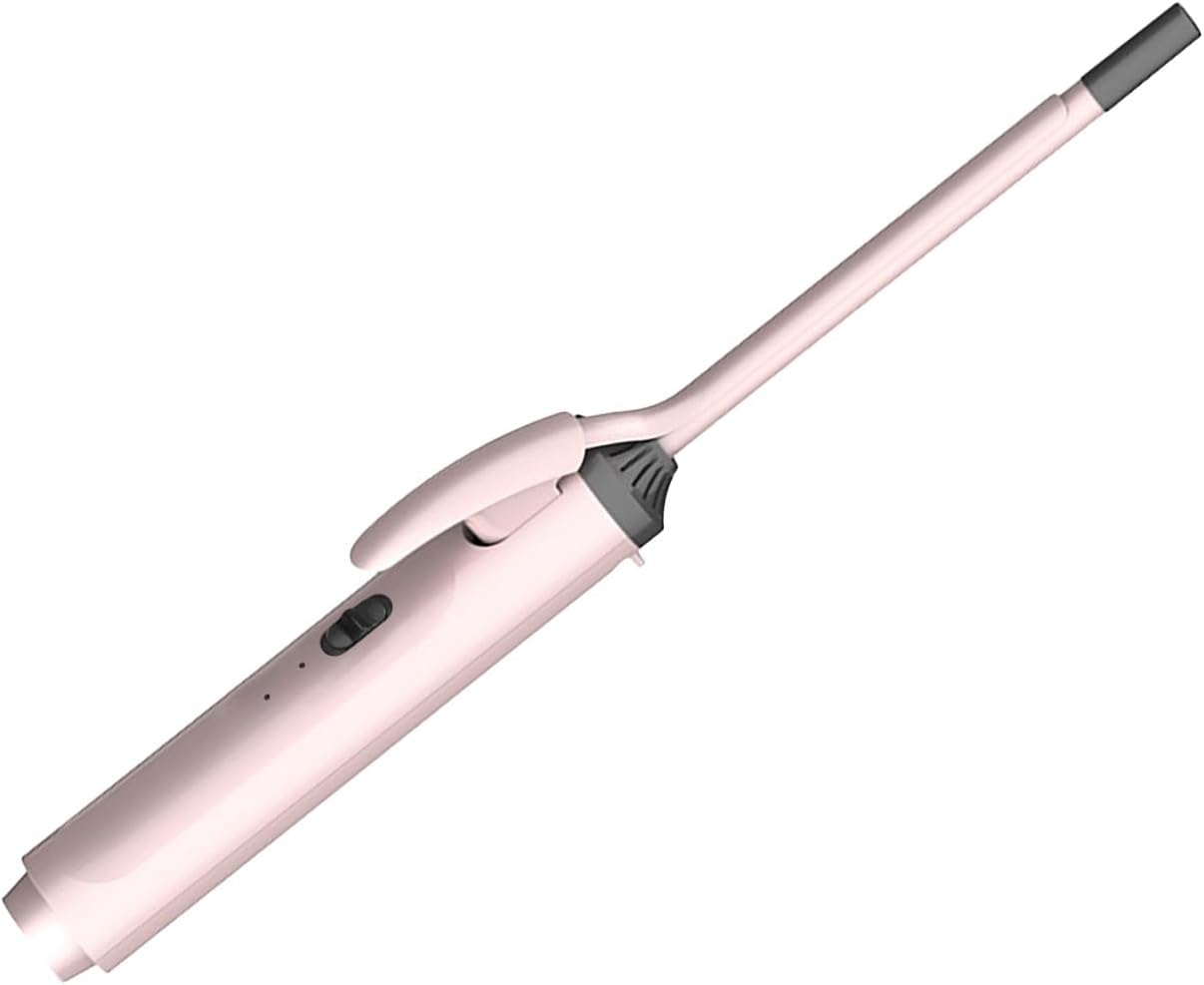 Heat Curling Iron, Heating Portable Easy to Use Skinny Hair Curling Iron Wand (9Mm Two Level ‑ Pink) image number 3