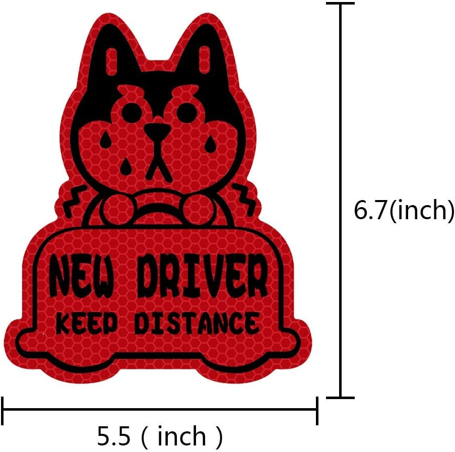 New Driver Reflective Sticker Car Decal,Keep Distance Sticker,For Student Driver-Red image number 4