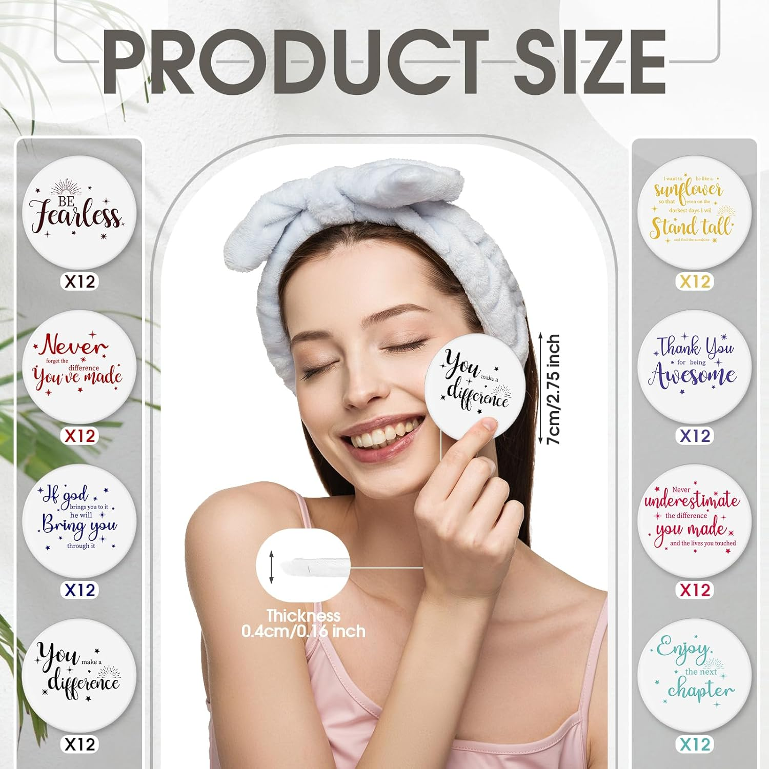 Kigley 96 Pcs Inspirational Compact Mirror for Women Bulk Medical Assistant Gifts 2.8'' Purse Mirror Motivational Office Gift Vet Tech Rad Tech Pharmacy Respiratory Care Coworker (White Base) image number 4