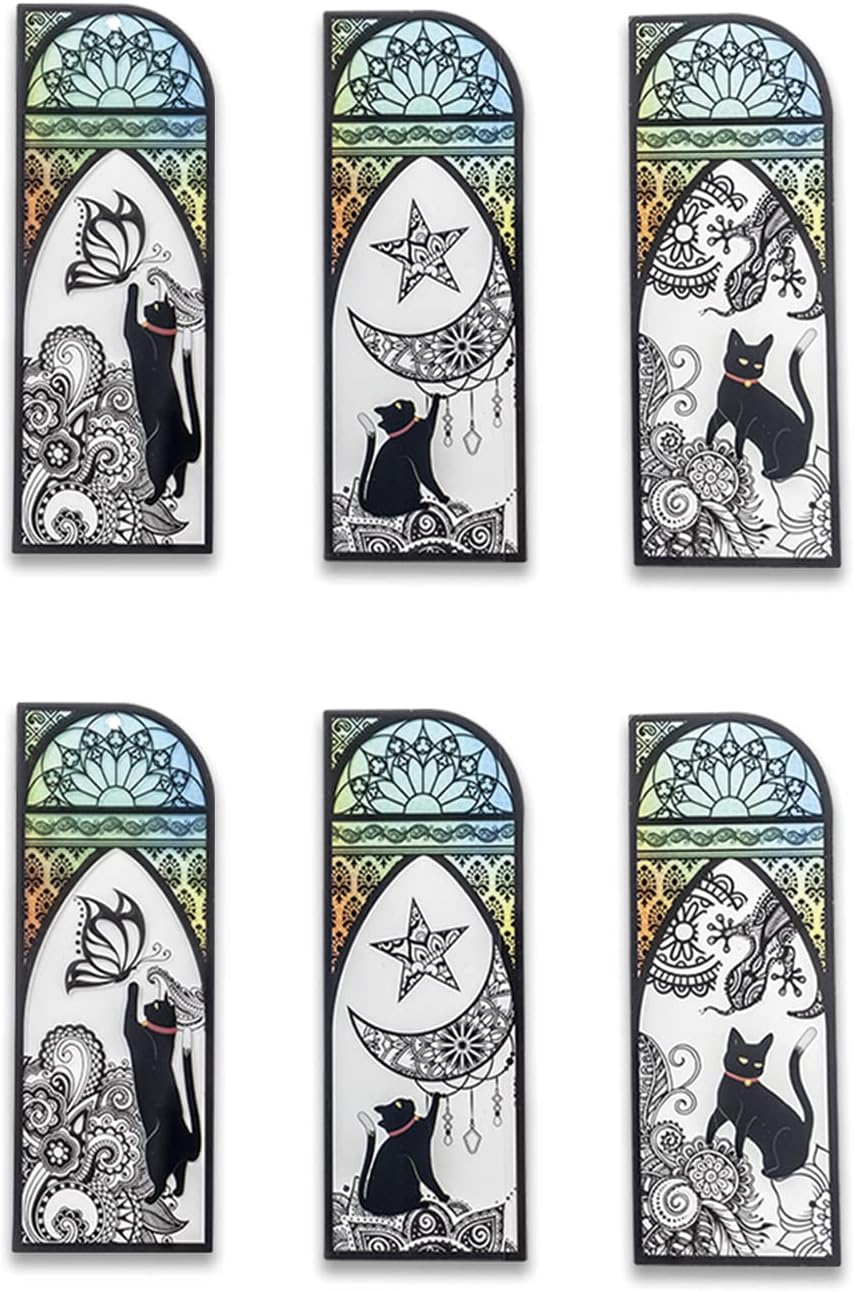 DEARART Lucky Cats Bookmark Three Picture (Six Pcs) Bookmarks Page Markers Book Markers Cute Bookmarks for Women Teacher Gifts, Set-2