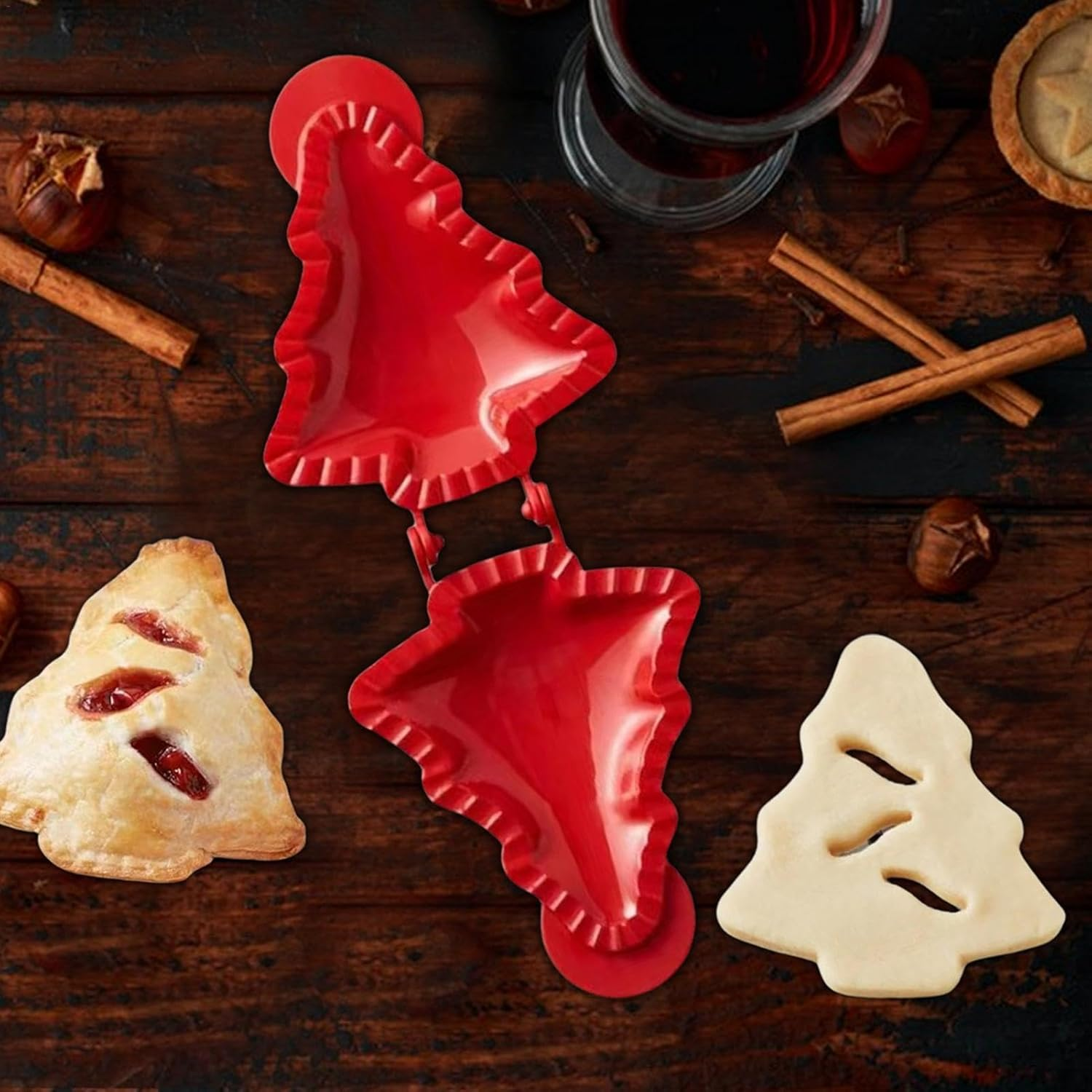 Christmas Hand Pie Making Mold - Christmas Tree Shape Mold Hand Pie Maker | Household Pocket Size Pie Dough Press Baking Molds for Meat Pies, Fruit Tarts