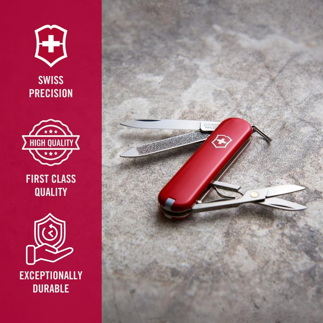 Victorinox Swiss Army Pocket Knife Classic SD with 7 Functions, Red, Gift Box Packaging - Cherry Blossom image number 7