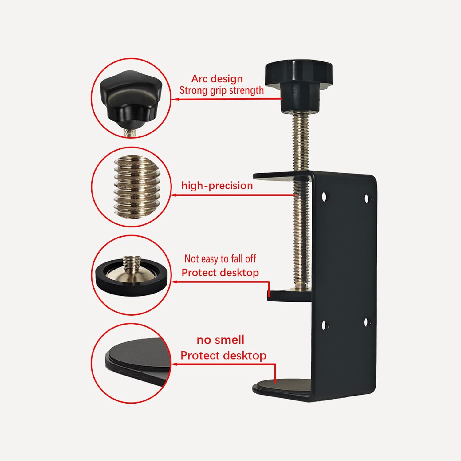 Jhanw 3 Inch C-Clamp with Four Small Holes in the Back, 2-Pack Adjustable Desk C Clamps for Range 0.35"~3.37", Versatile Clamp for Brake, Parts Assembly, Fastening, Welding, Woodwork, Metal Work image number 6
