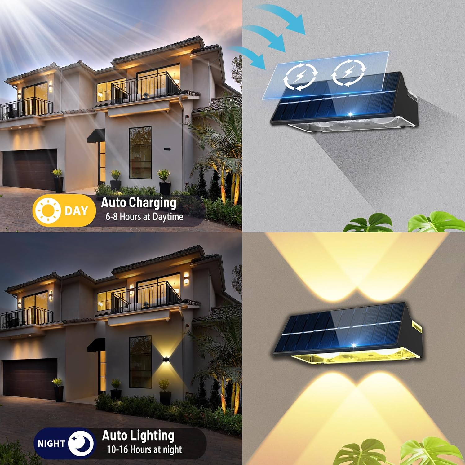 Solar Fence Lights 9-Color Up&Down Solar Wall Lights Outdoor Waterproof RGB Fence Lights Solar Powered for Garden Yard Patio Pathway (4) image number 3