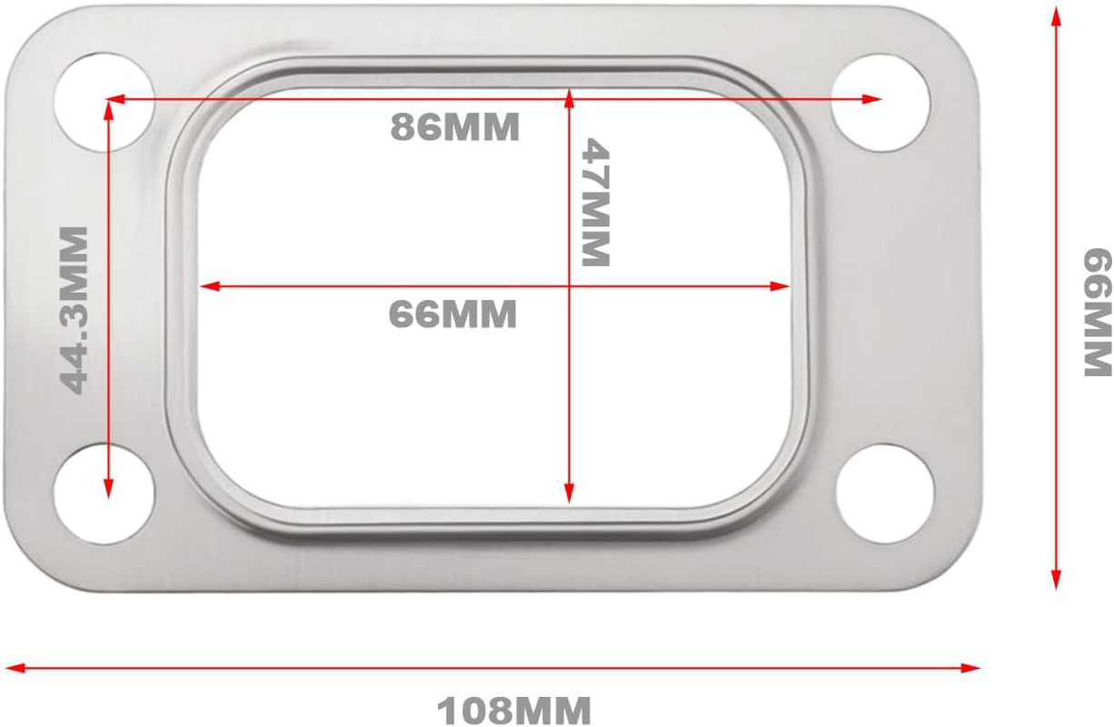 SG Store 2Pcs 4 Holes Turbo Inlet Manifold Gasket Stainless Steel Flange Gasket T3 Metal Gt30 Gt35 T35 T38 Compatible with Garrett T3 Turbocharger Turbo Manifold image number 2
