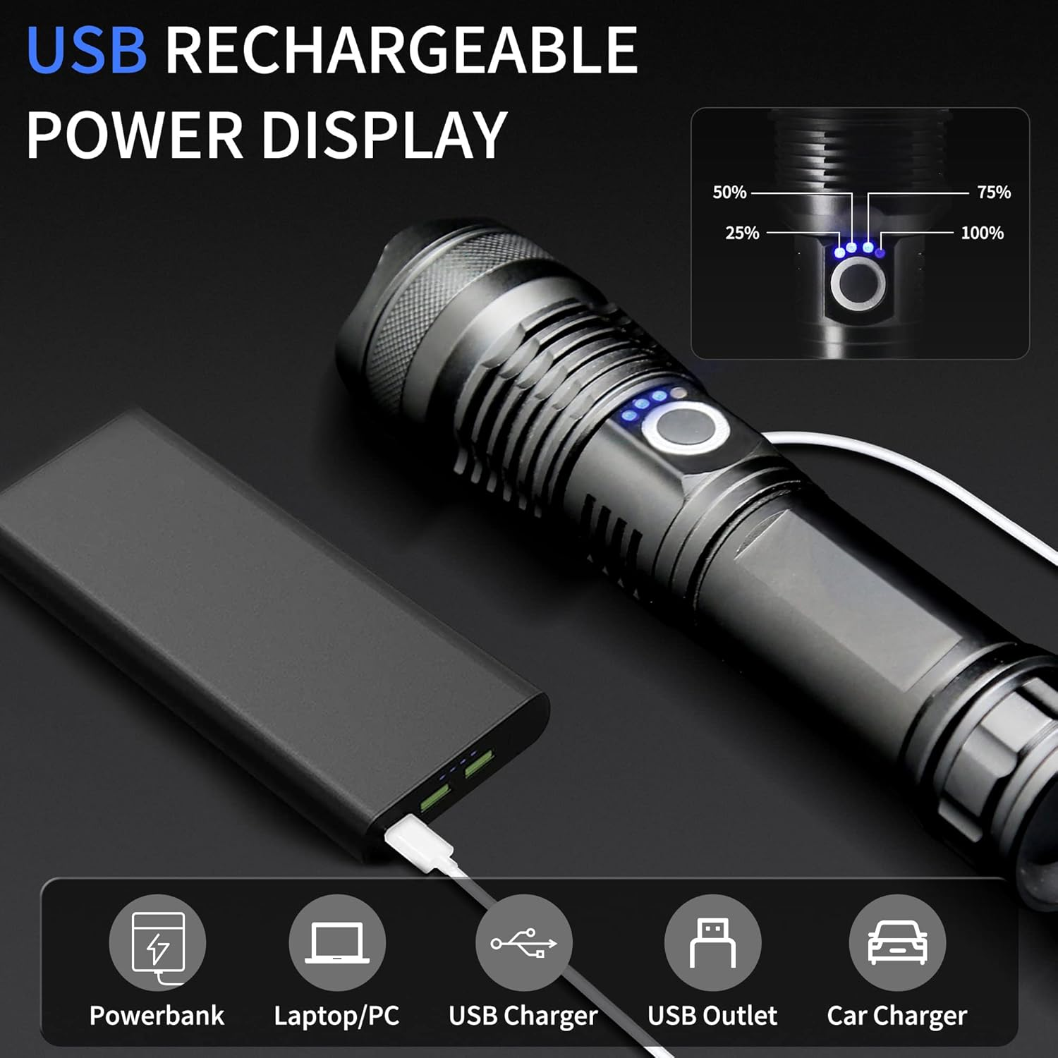 Rechargeable LED Flashlights (10,000 Lumens) image number 2
