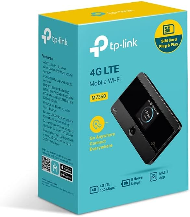 Tp-Link M7350 4G LTE Advanced Mobile Wi-Fi Device, Black image number 3