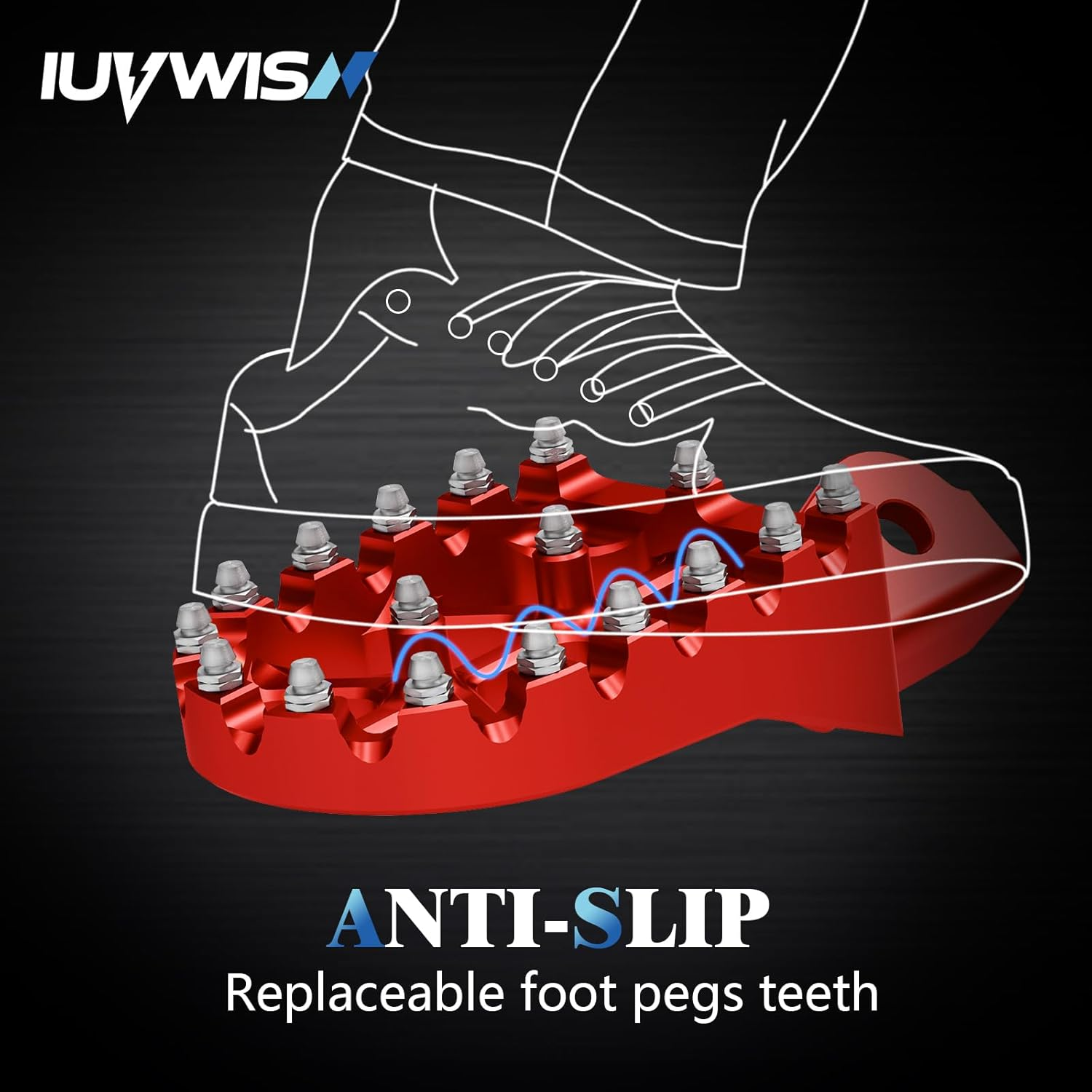 IUVWISN Electric Dirt Bike Wider Foot Pegs Footpegs CNC for Surron Sur Ron LBX Eride Pro SS 2.0 3.0 E-Ride Pro SR/S 79Bike Falcon GT Ventus One Talaria Sting MX3/R MX4 Red