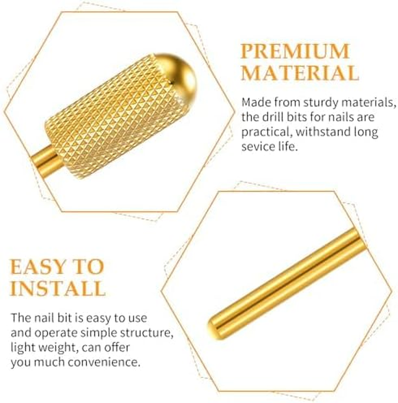 Jerssamy Nail Drill Bit Set,3 Pcs Safety Bits for Nails Drills,Carbide Nail Drills Bits for Manicure Pedicure Cuticle,Smooth round Nails Drill Bit(Xc & M & XF Gold) image number 6