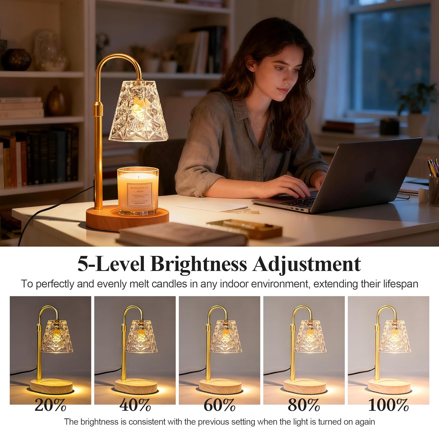 Candle Warmer Lamp with Timer, Birthday Gifts for Women Mom, House Warming Gifts New Home, Wax Melt Warmer for Scented Jar - Black image number 4