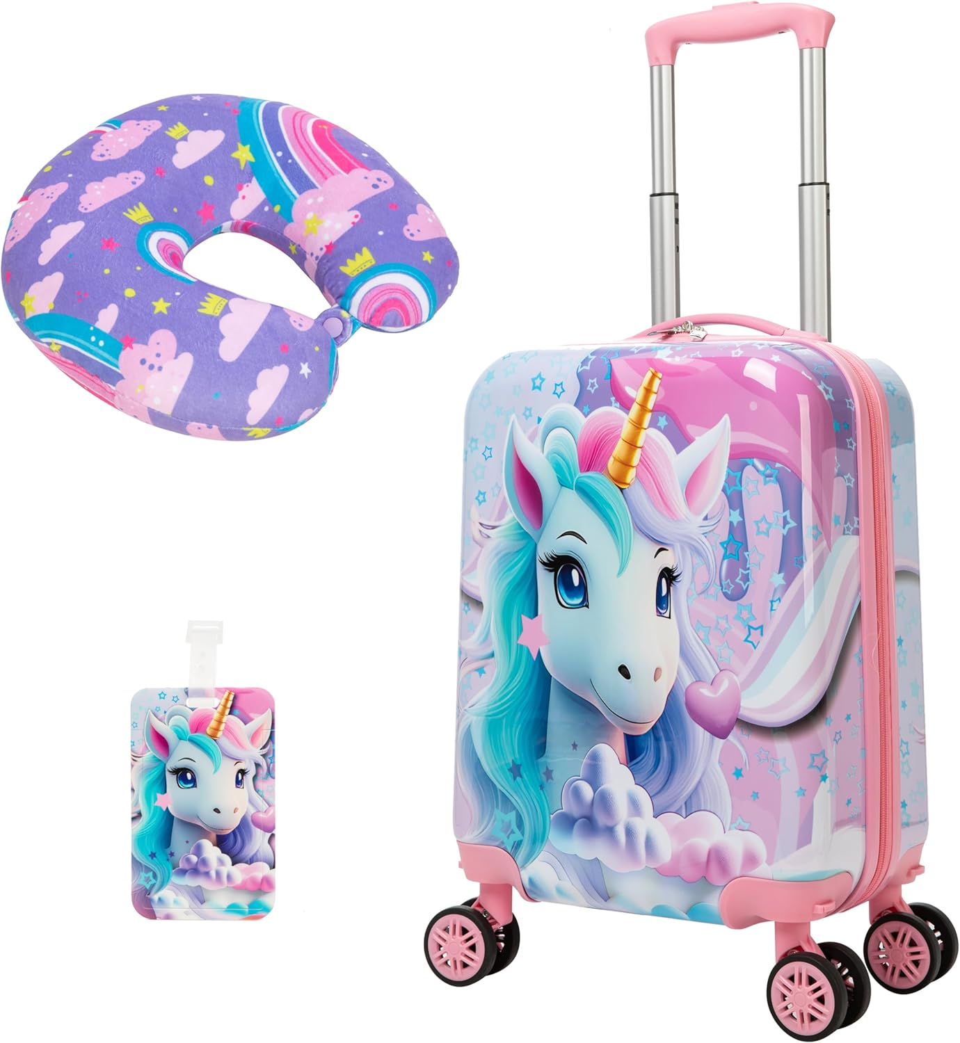 Homskiii Kid'S Luggage Set 2 Piece Suitcase Set 16" Hardside Luggage with Spinner Wheels Girls Boys Carry on Luggage Airline Approved, 4008, 16Inch - 1005 image number 7