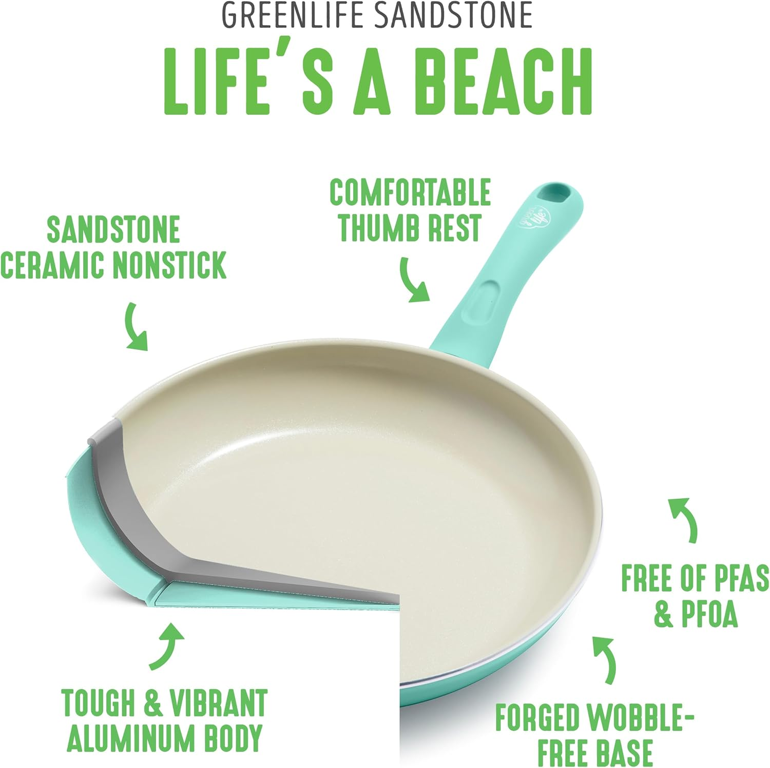 Greenlife Soft Grip Diamond Healthy Ceramic Nonstick, 5QT Saute Pan Jumbo Cooker with Helper Handle and Lid, Pfas-Free, Dishwasher Safe, Turquoise - Pink image number 2