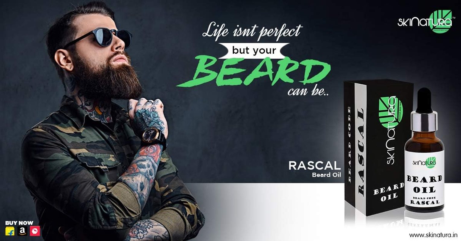 Skinatura Beard Growth Oil [Code: Rascal] for Men | for Faster Growth of Healthy Nourishes & Softness Beard (Pack of 3) (30Ml Each) Combo image number 1