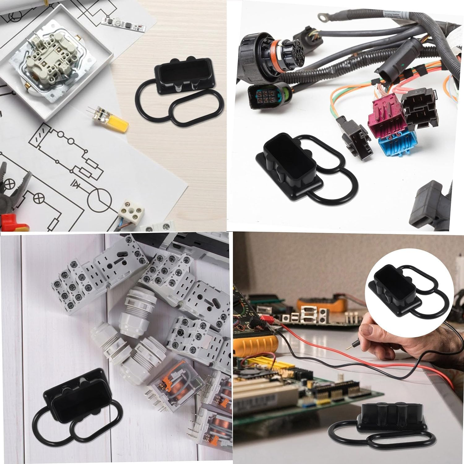 Battery Dust Cover, 4 Pcs 50AMP Battery Dust Cover Anderson Plug Cover Connector Dust Cover Dustproof Waterproof Plug Cover Connector Cover Rubber Cover Plug Connector Protective End Cap image number 2