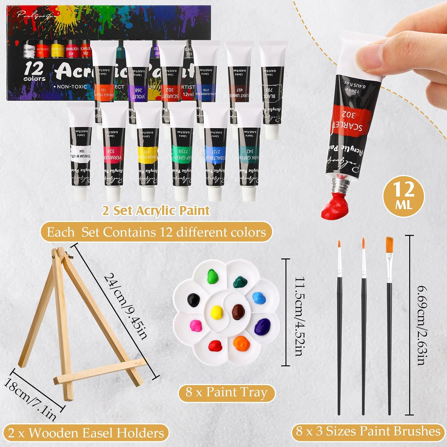 Cholemy 36 Pcs Paint and Sip Kit for Adults 8'' X 10'' Pre Drawn Canvas for Painting DIY Afro Acrylic Couples Painting Kit Wood Easel Brushes Date Night Bulk for Valentine Party Gifts image number 4