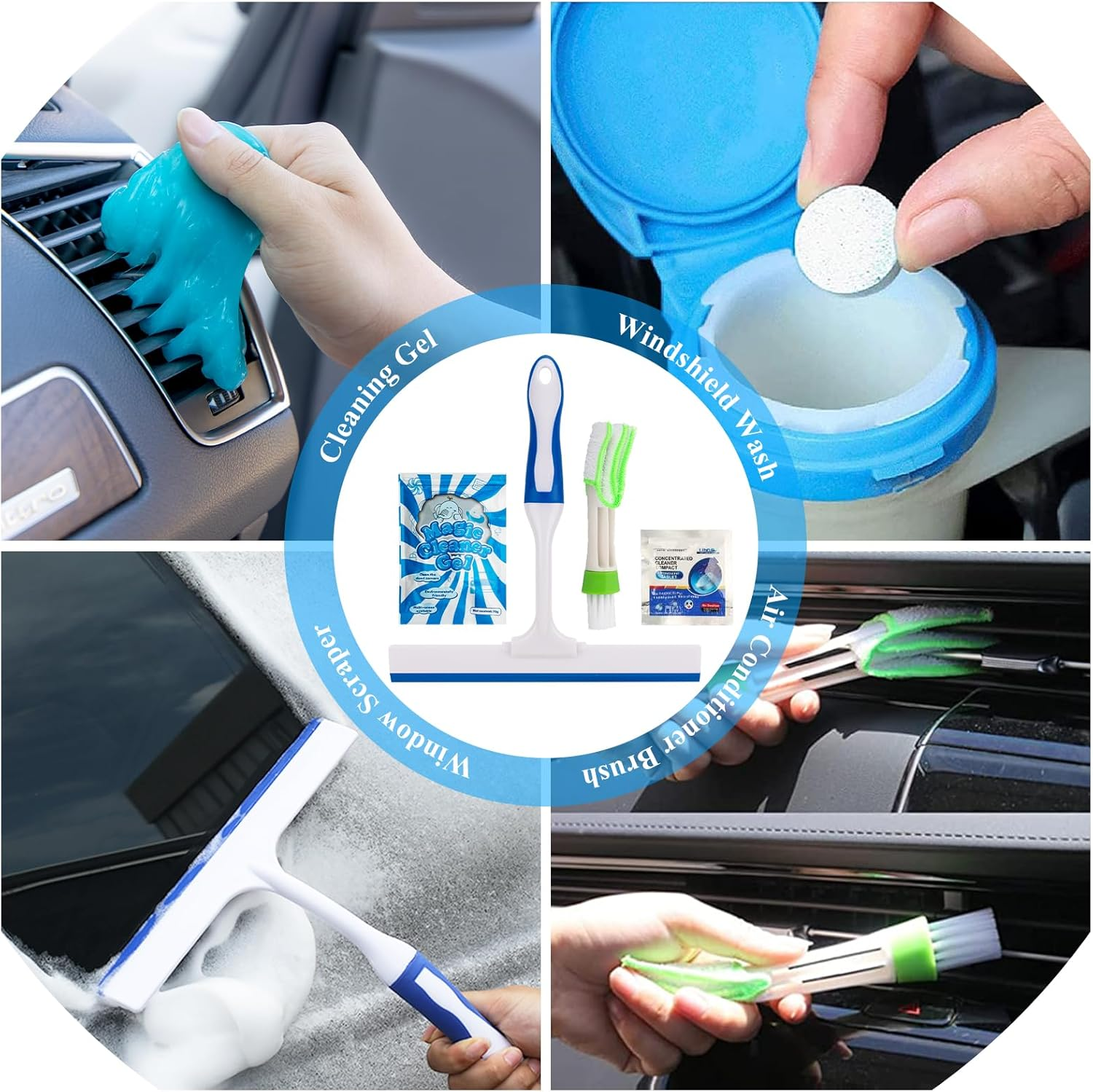 AUTODECO 37Pcs Car Detailing Brush Set, Car Detailing Kit, Auto Detailing Drill Brush Set, Car Detailing Brushes, Car Wash Cleaning Tools Kit with Car Vacuum for Interior, Exterior, Wheels, Blue image number 3