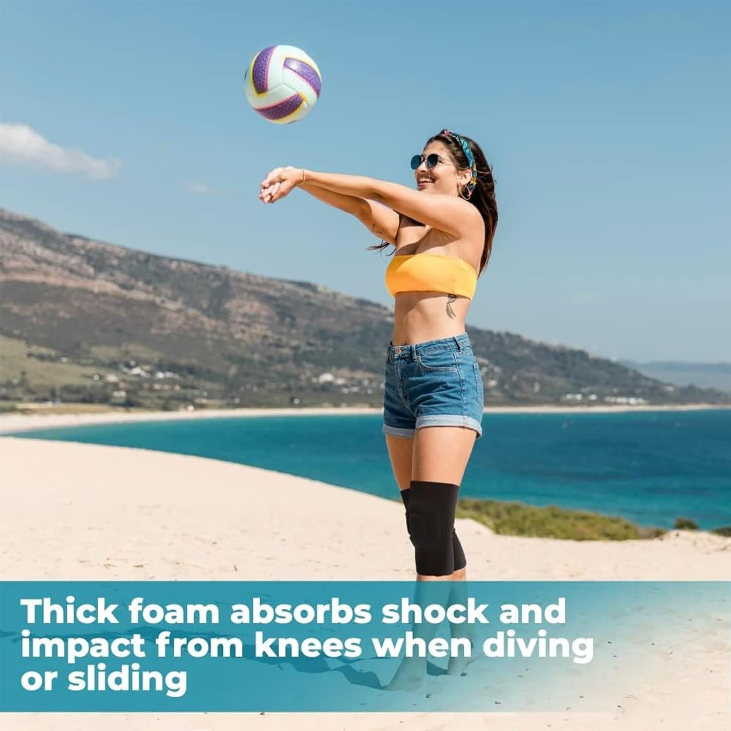 2025 Upgraded Volleyball Knee Pads with Non-Slip Bandage & Thickening Anti-Collision - Professional Knee Protector for Pain Relief, Adult/Teenagers Knee Support for Volleyball, Dance, Training image number 1