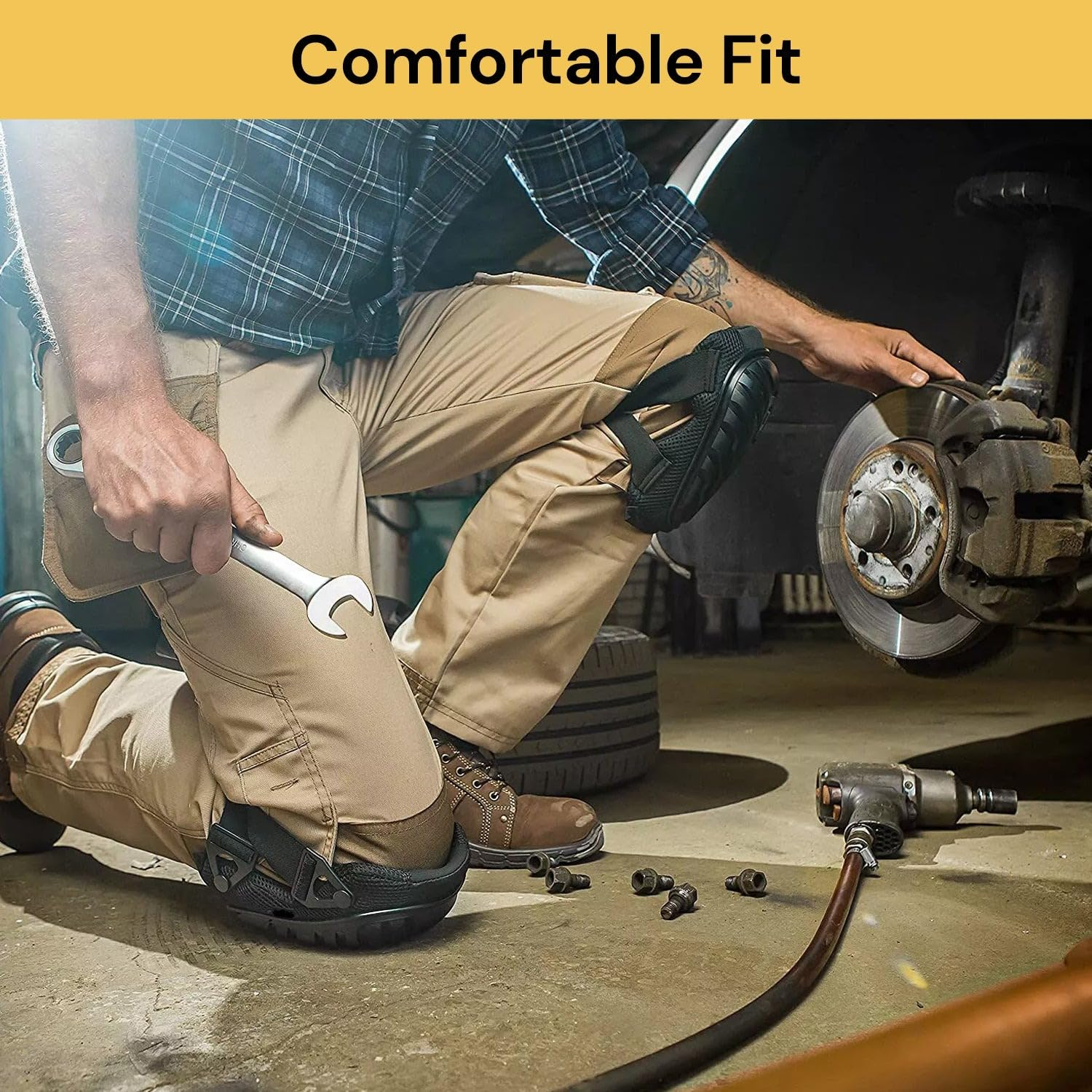 EZONEDEAL Professional Work Knee Pads for Work, Preciva Heavy Duty Gel Cushion and Foam Padding Knee Pads with Anti-Slip Straps and Easy-Fix Clips for Men, Women, Gardening, Flooring image number 1