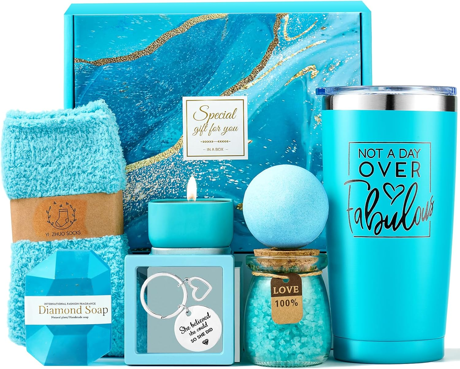 Gifts for Women, Birthday for Women, Gifts Basket for Friend Mom Grandma, Blue image number 1