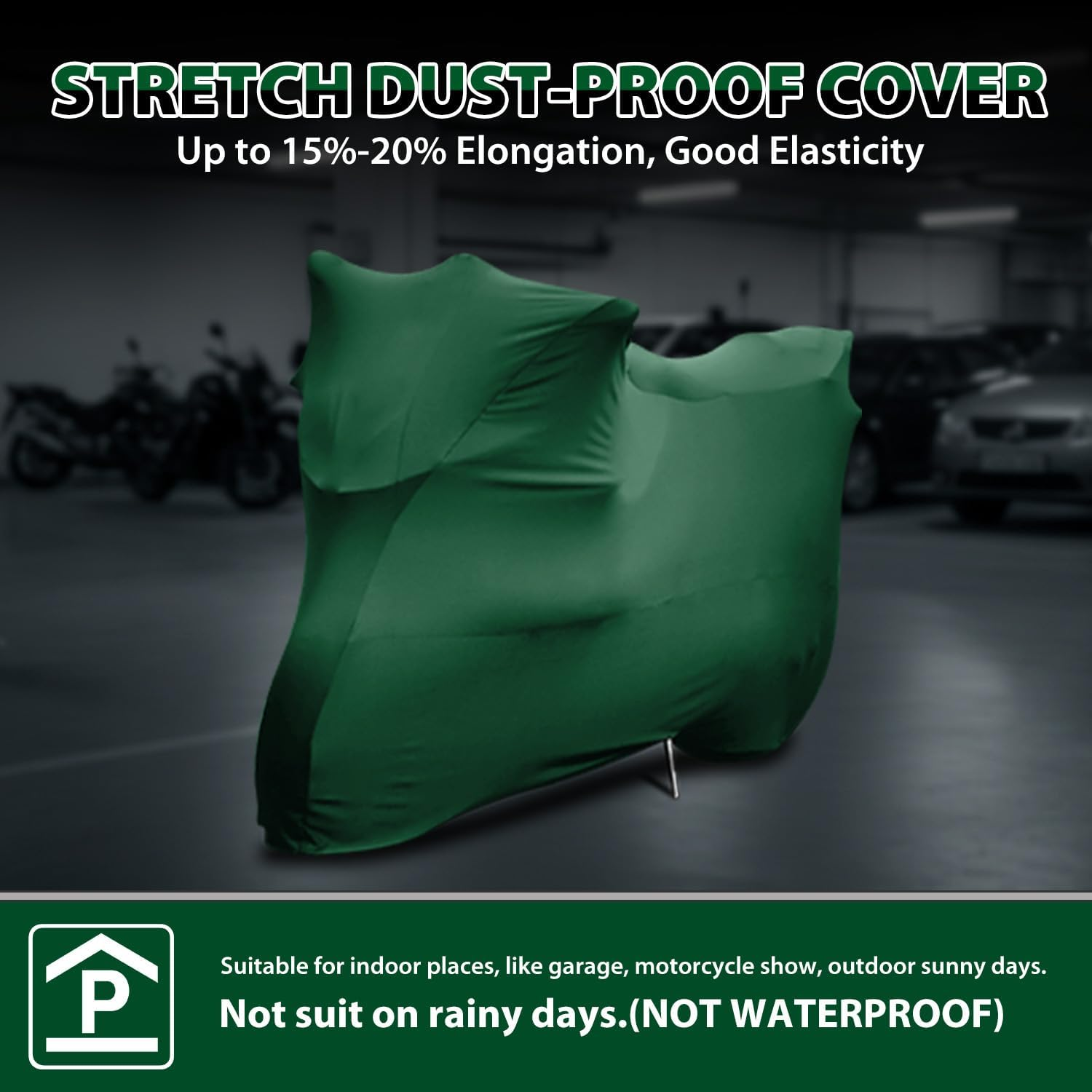 Winpower Indoor Motorcycle Cover, Soft Stretch Breathable Dustproof Scratch Protection Elastic Powersports Vehicle Covers, 96Inches image number 3
