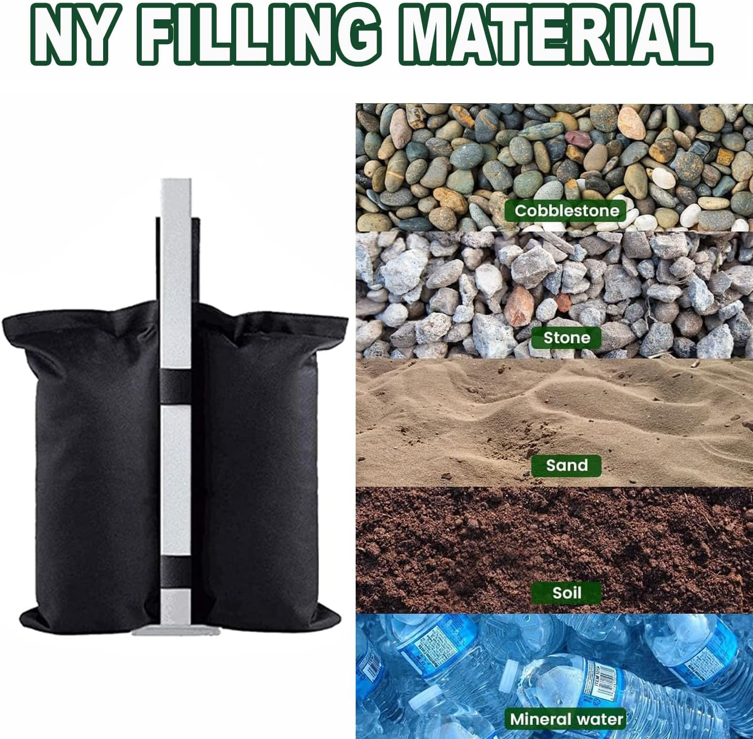 BEANPRECOY 4Pcs Gazebo Weight Bag Canopy Weight Bags Set 600D Oxford Cloth Weights Sand Bags with Nylon Buckle and Zipper for Pop up Canopy Foldable Patio Umbrella Instant Outdoor Sun Shelte image number 1