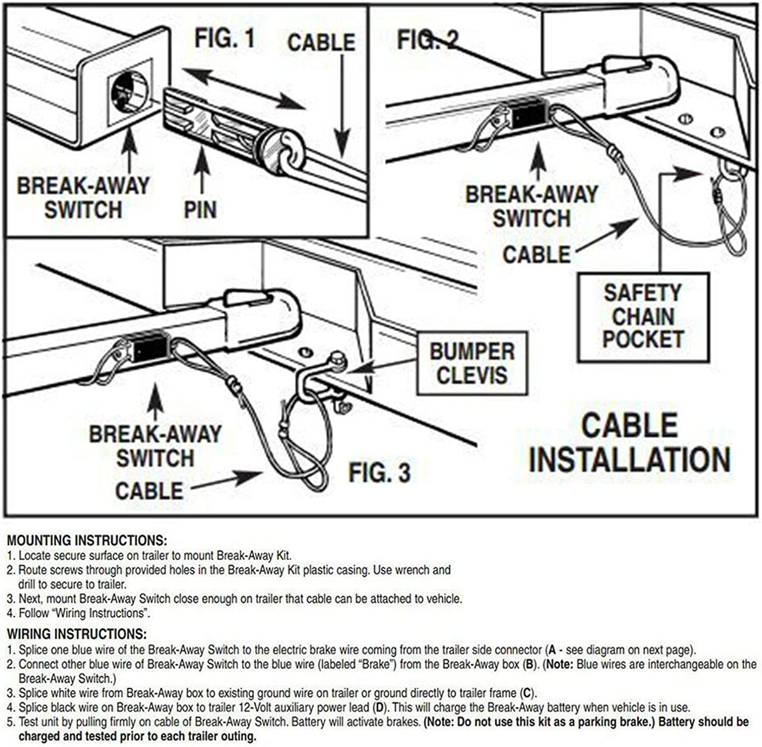 Trailer Brakes Breakaway Kit, 12V LED Test Break Away System for RV Trailer Brake System with LED Indicator Universal PP for Campers, Small Trailers, Boat Trailers
