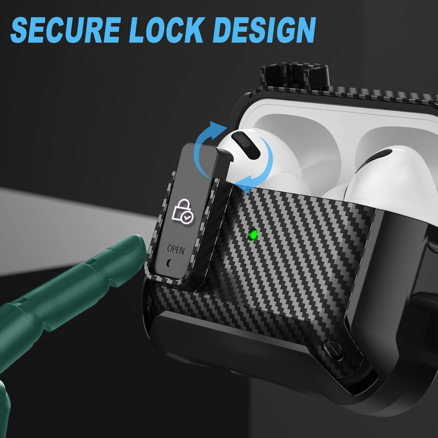 Compatible with Airpods Pro 2Nd Generation Case Cover with Secure Lock, Military Hard Shell for Airpods Pro 2 Case, Shockproof for Airpods Pro 1St Gen Skin with Cleaner Pen Kit for Men Women image number 4