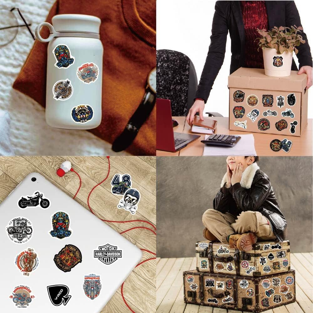 Pack of 50 Harley Motorcycle Stickers for Water Bottles Mobile Phone Case Tour Luggage Helmet Boot Car Bumper Planner Bicycle Protective Helmet Vinyl Motor Brands Stickers for Teenagers Men Adults - Retro Cars image number 7