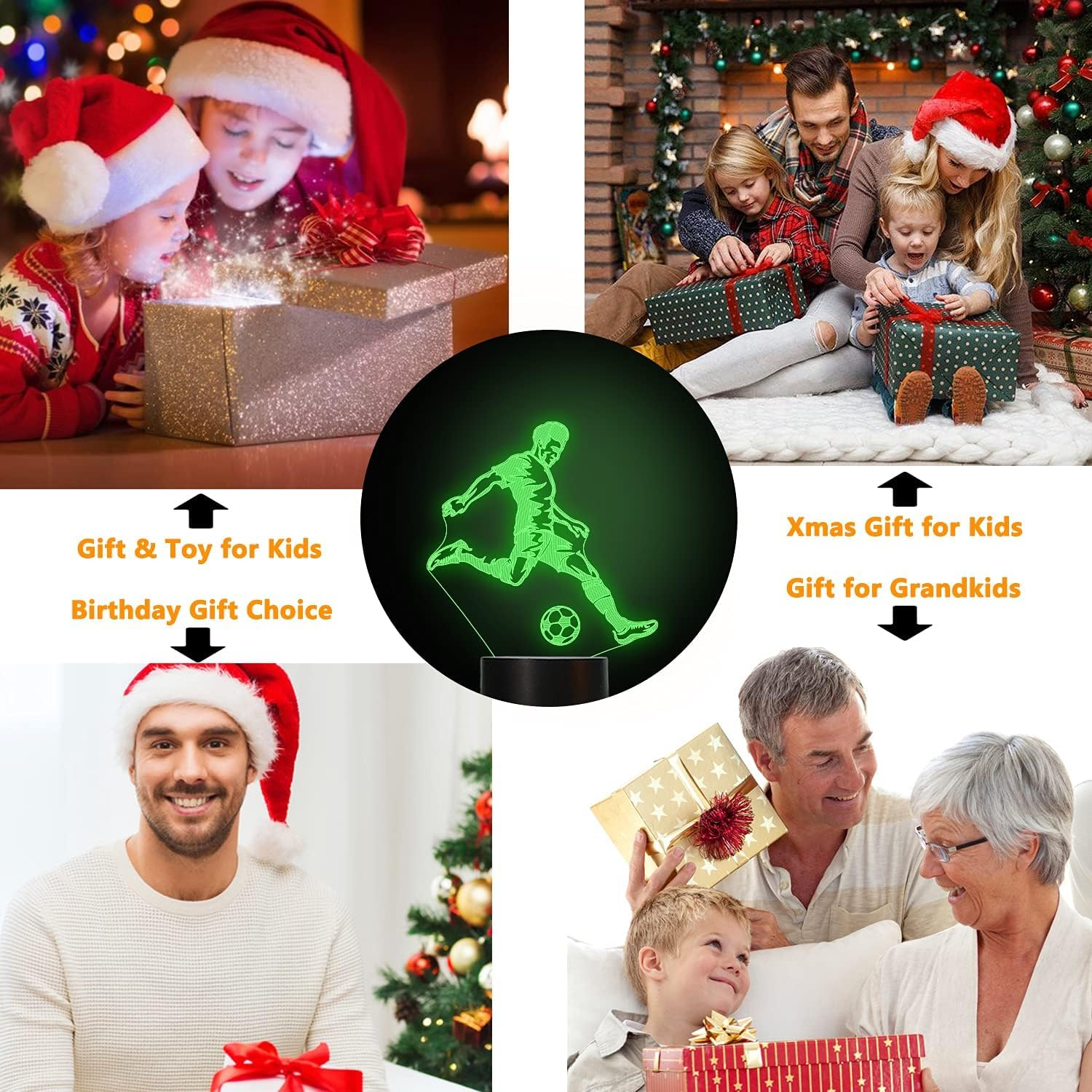 Soccer Night Light, 3D Optical Illusion Lamp for Soccer Fan, Idea Birthday Xmas Great Bedroom Decor Gifts for Sports Fan Boys Girls with Remote Control 16 Color Change + Dim Function + 4 Flash Mode image number 3