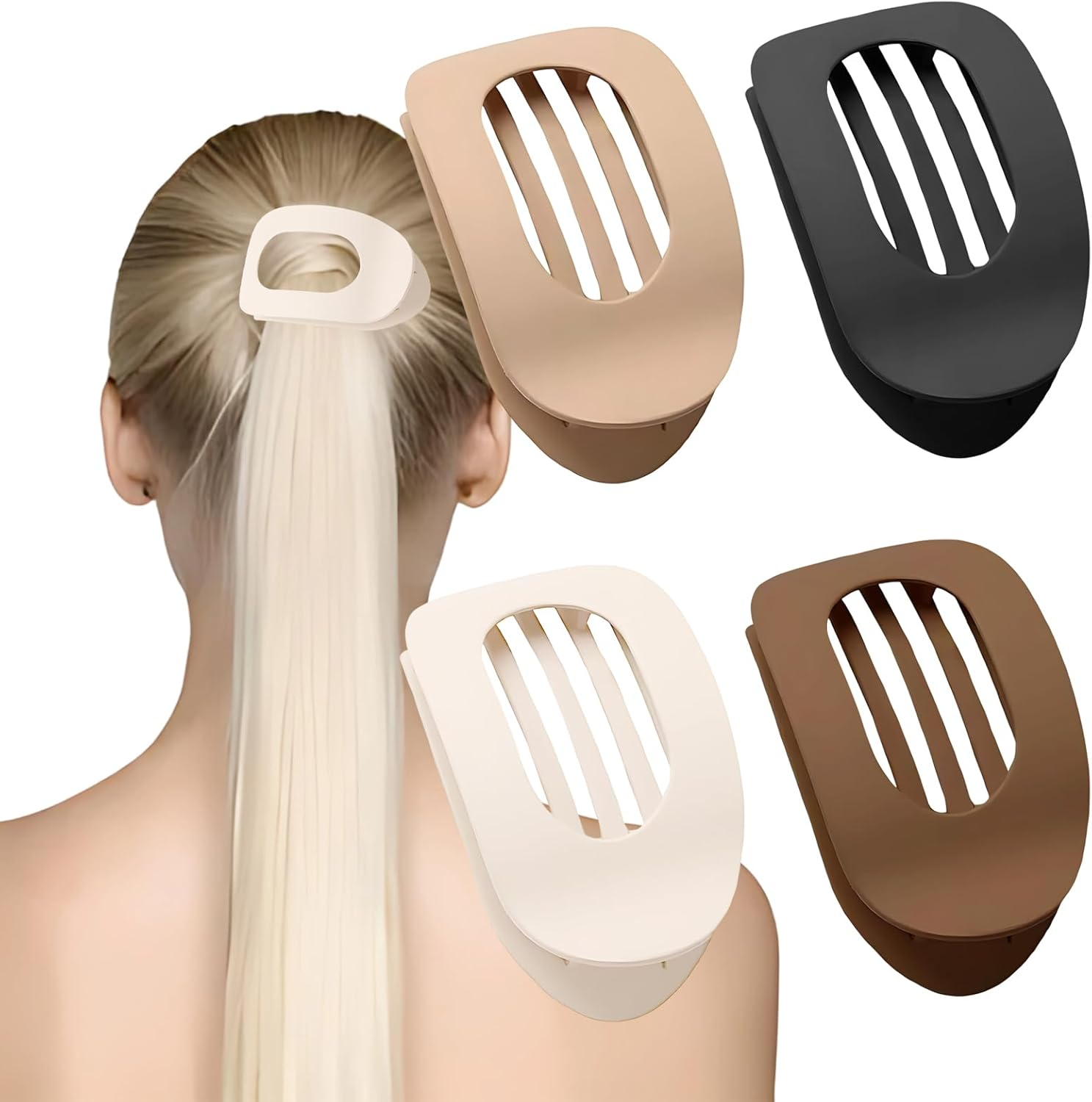 Duck Beak Hair Clips Women'S Pack of 4 Flat Hair Clips Made of High-Quality Resin, 11.9 X 5.1 Cm, Ideal for Daily Use and Special Occasions