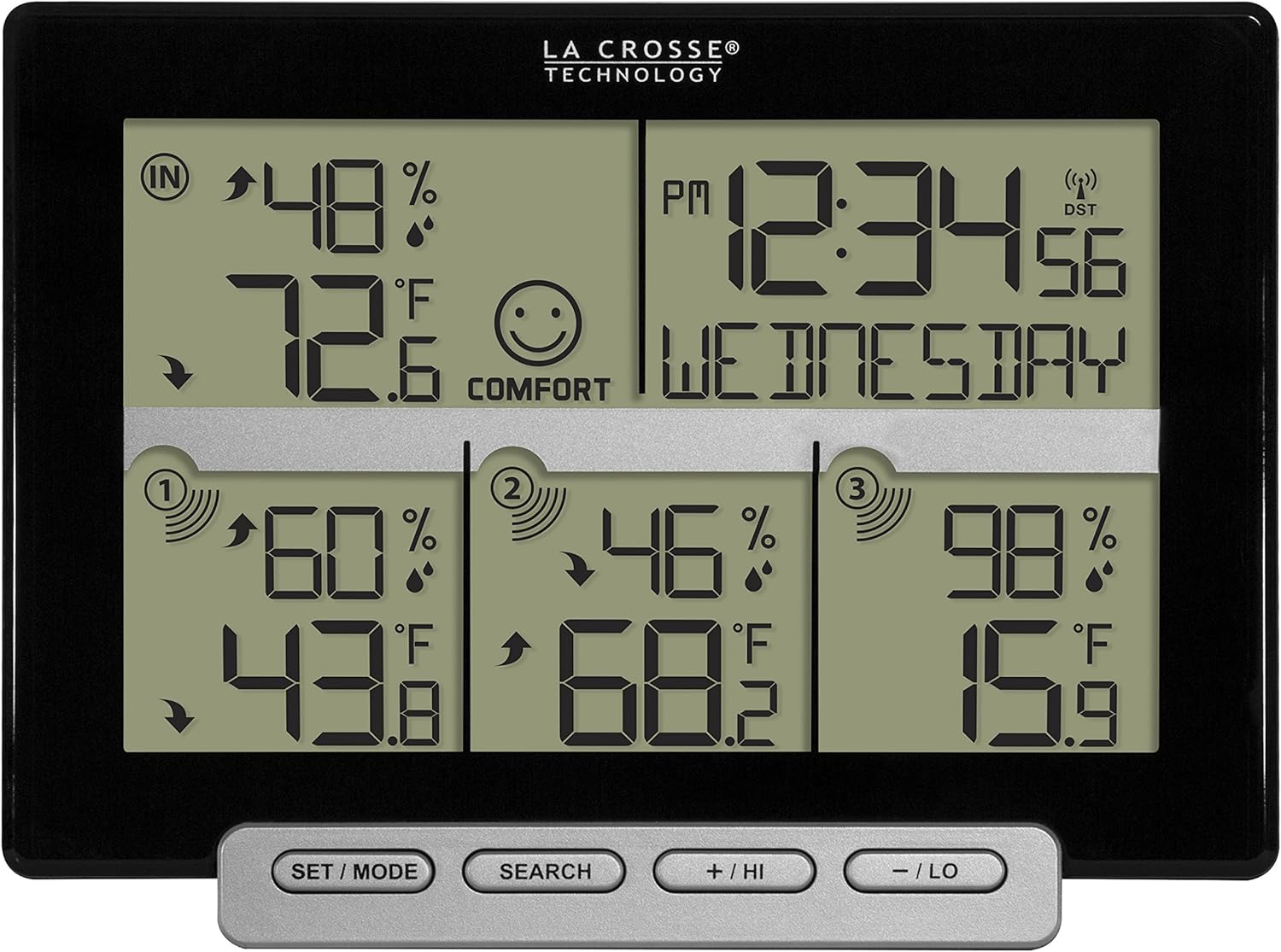 La Crosse Technology 308-1412-3TX-INT Wireless Weather Station (Including 3 Sensors), Black image number 2