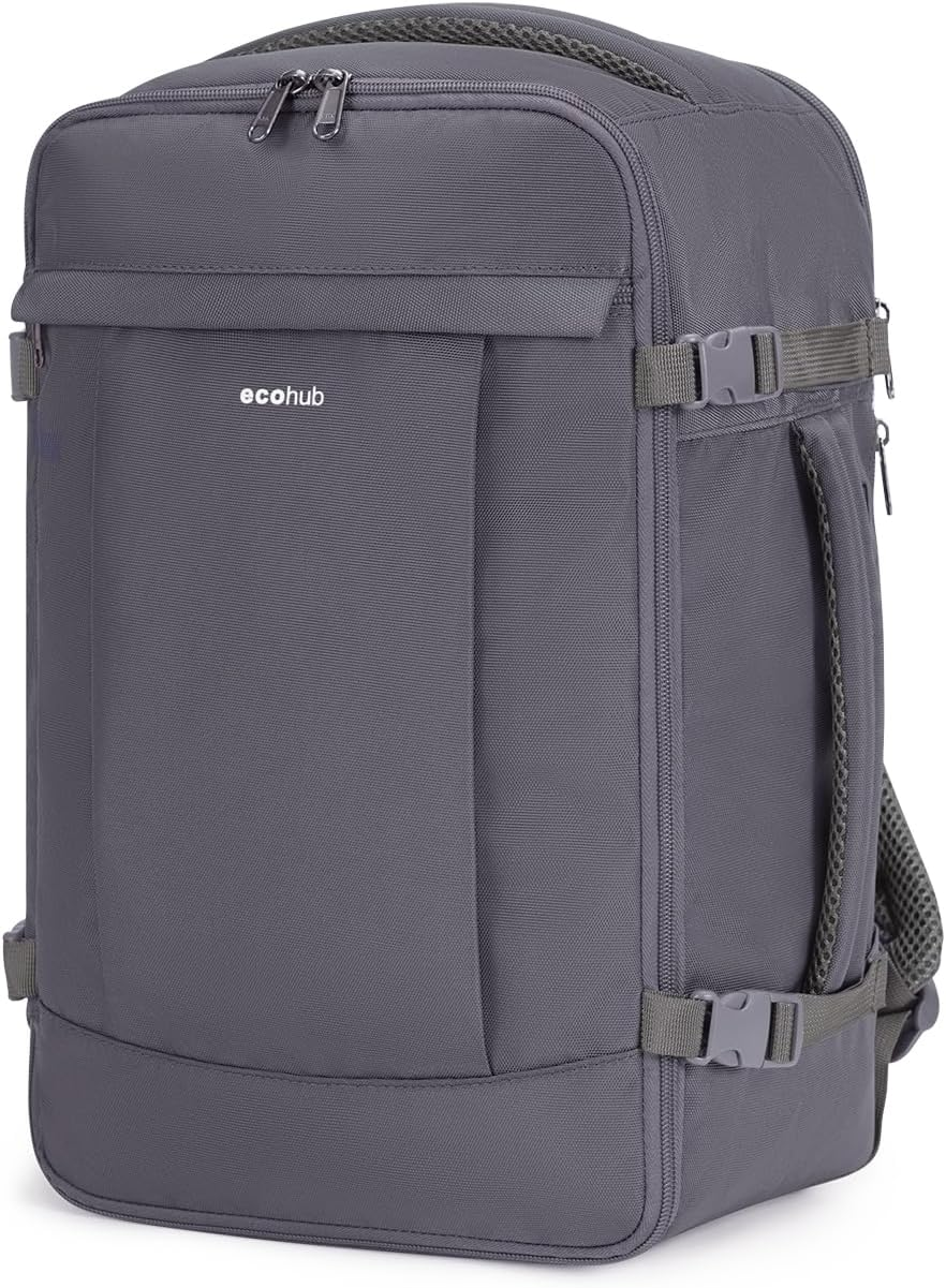 Ryanair Cabin Bag 40X20X25 Underseat Travel Bag 13 Pockets Hand Luggage Backpack Recycled PET Eco Friendly Rucksack for Women & Men Carry on Bag with USB Port, 20L