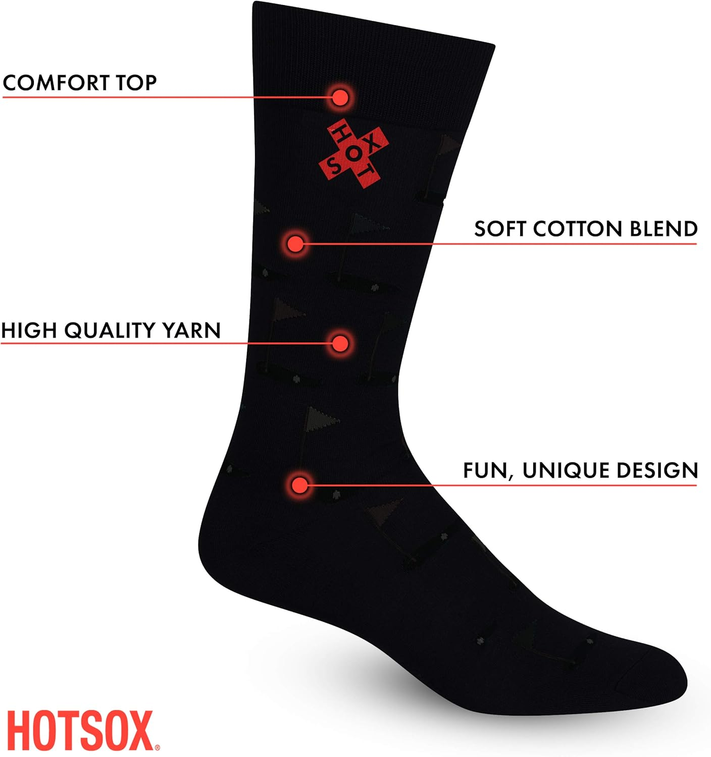 Hot Sox Men'S Novelty Sporting Crew Socks image number 2