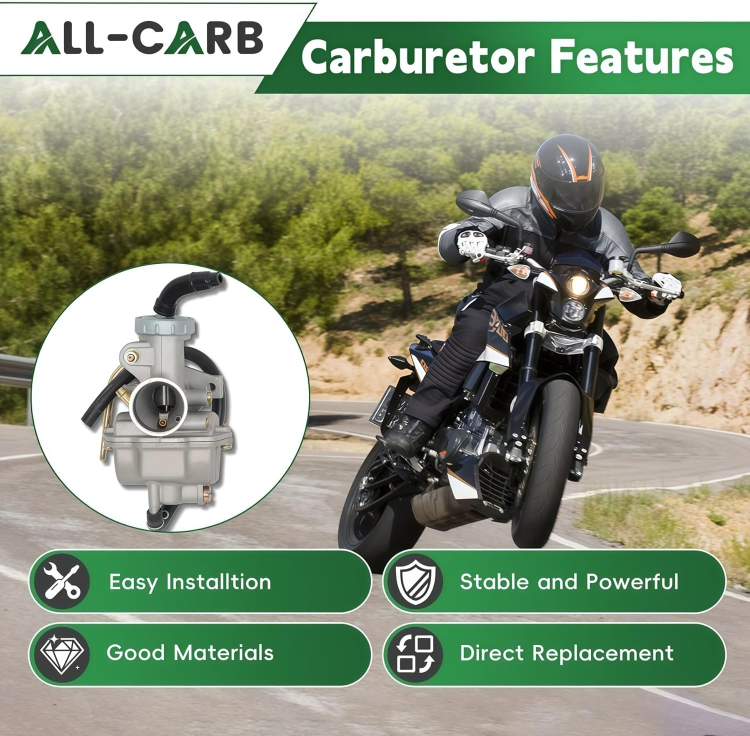 ALL-CARB Carburetor and Throttle Cable Replacement for Honda CRF80F XL70 SL70 XL75 XR80 XR80R Carb image number 2