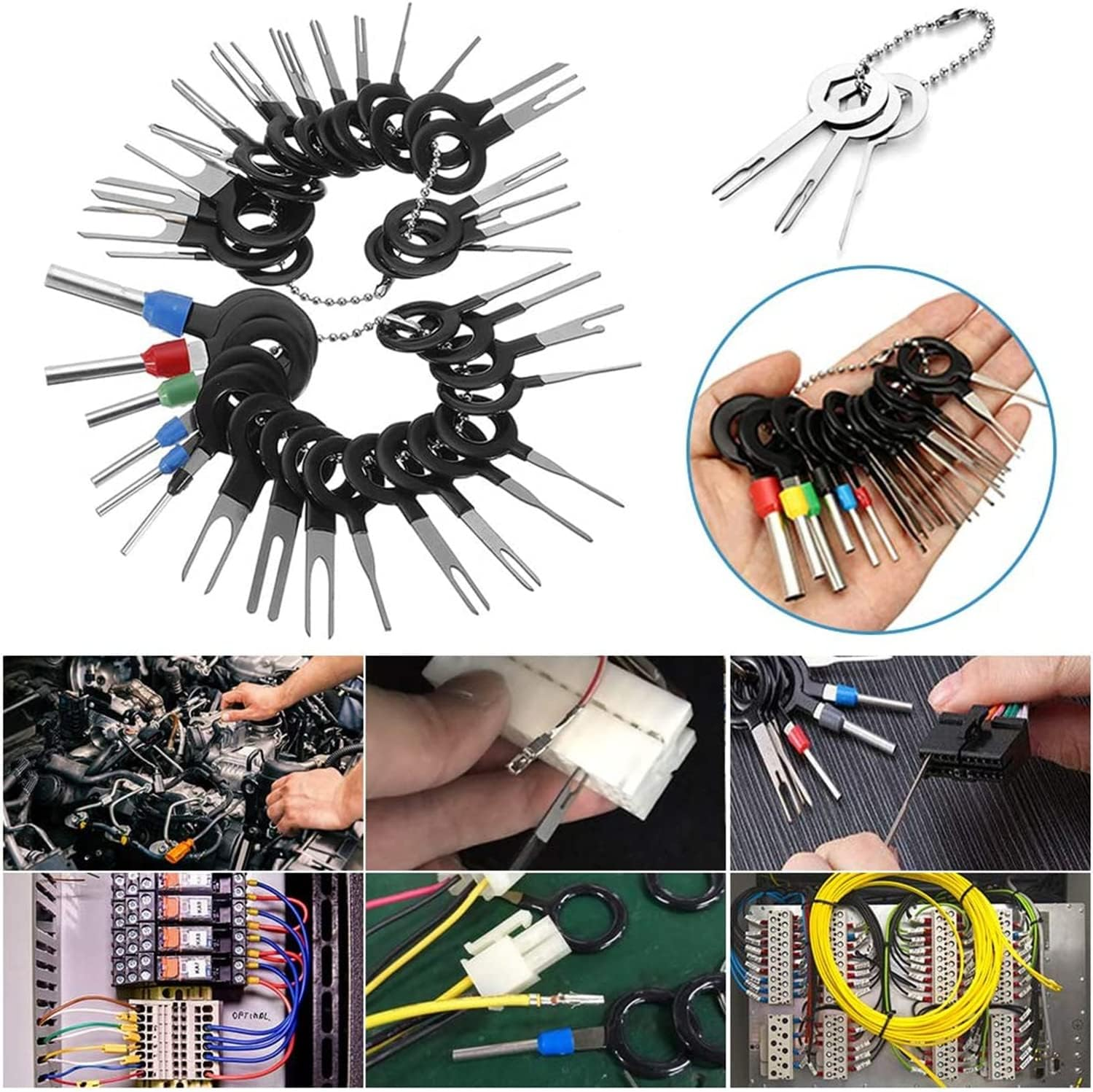 60Pcs Terminal Removal Tool Kit,Pins Terminals Puller Repair Removal Tools for Car Pin Extractor Electrical Wiring Crimp Connectors,Key Extractor Connector Depinning Tool Set (60Pcs) image number 6