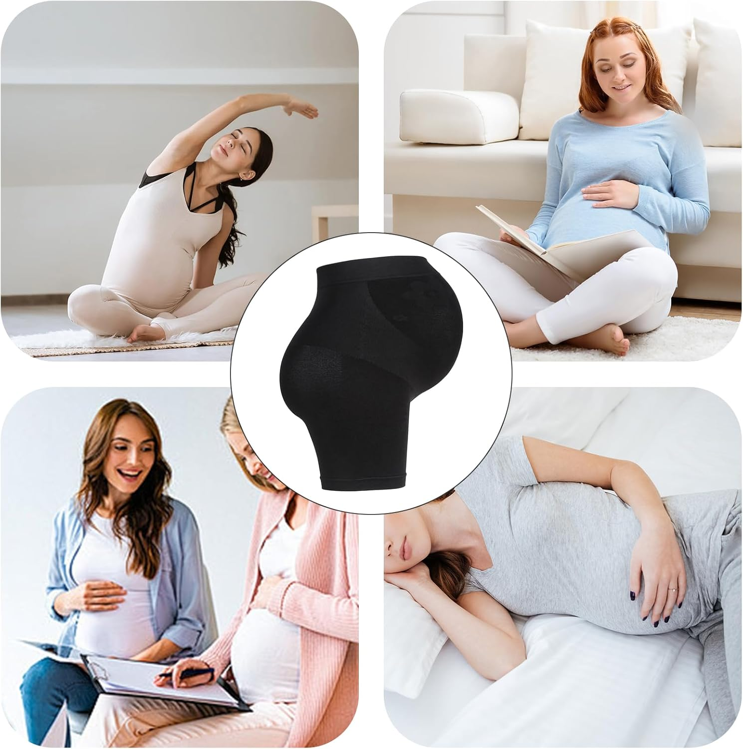 Maternity Shorts High Waist Mid-Thigh Maternity Shapewear Shorts Soft Women'S Shorts Seamless Maternity Shapewear for Belly Support Black