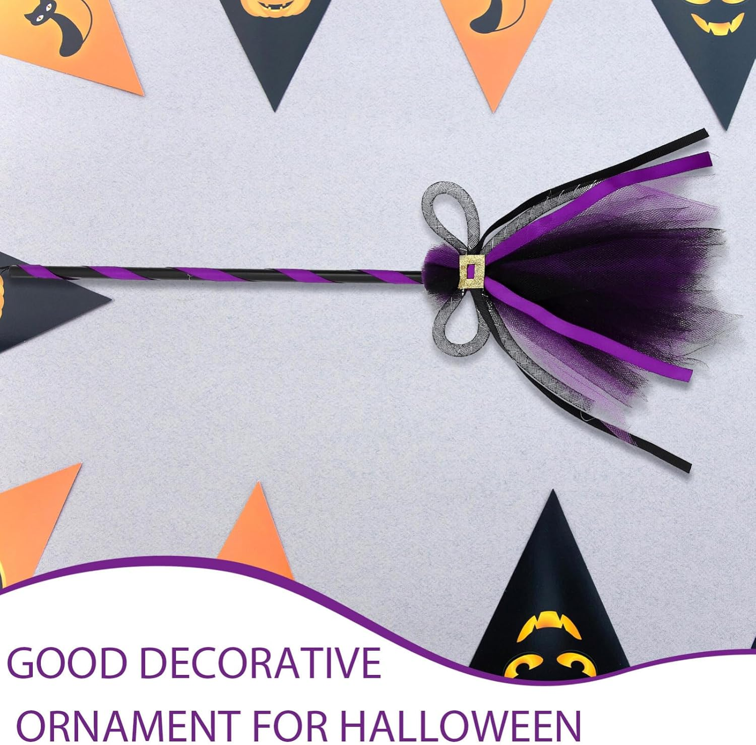 VALICLUD Vivid Halloween Witch Broom Prop for Costume Decorations Party Cosplay Boys and Girls and Adults Broomstick Ornament Broom for Halloween image number 5