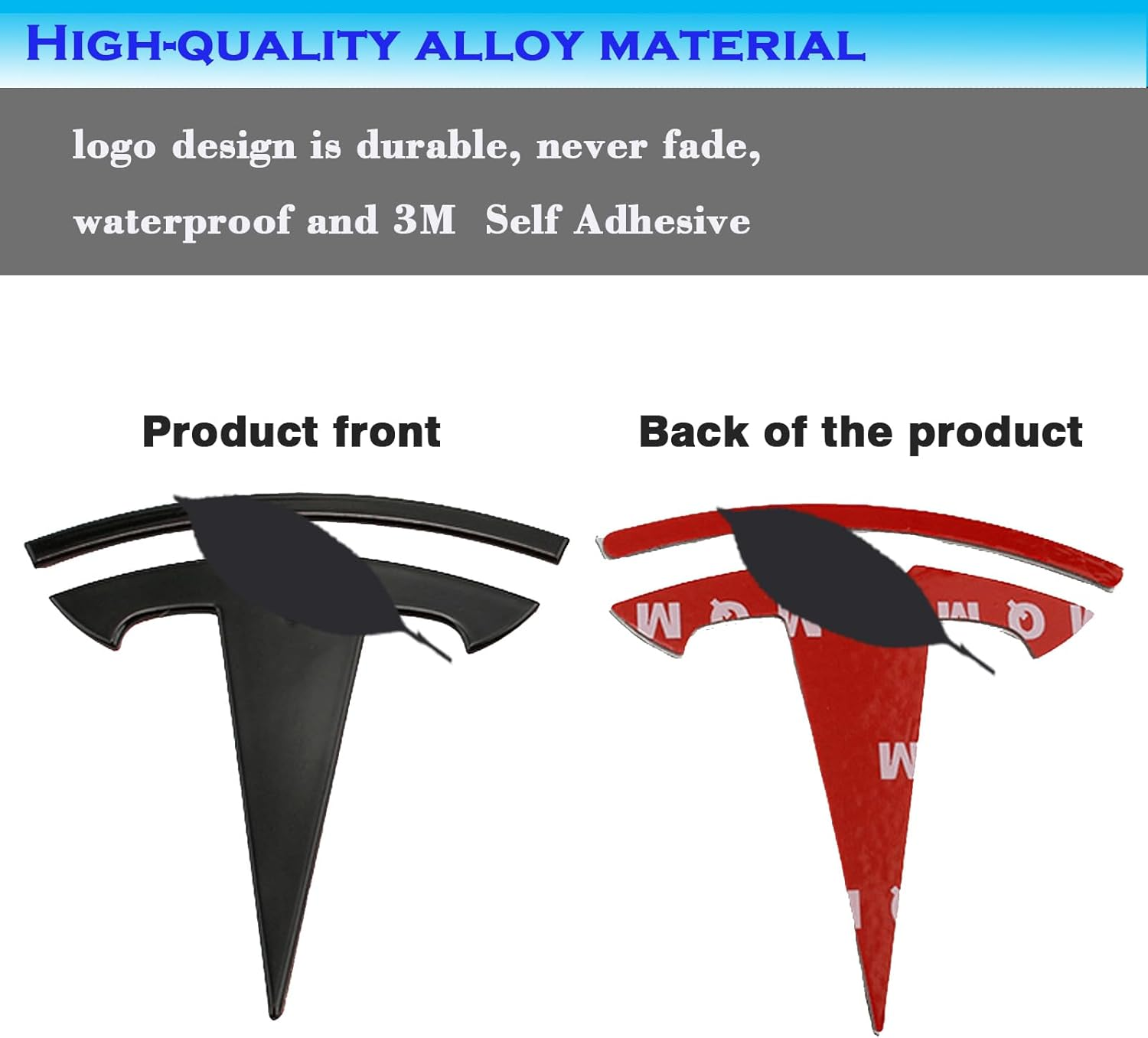 YHCDSEA Car Original Logo 3D Badge Metal Replacement Sticker for Tesla Model 3 Front Back Trunk T Logo Replace Emblem Stickers Accessories (Matt Black) image number 4