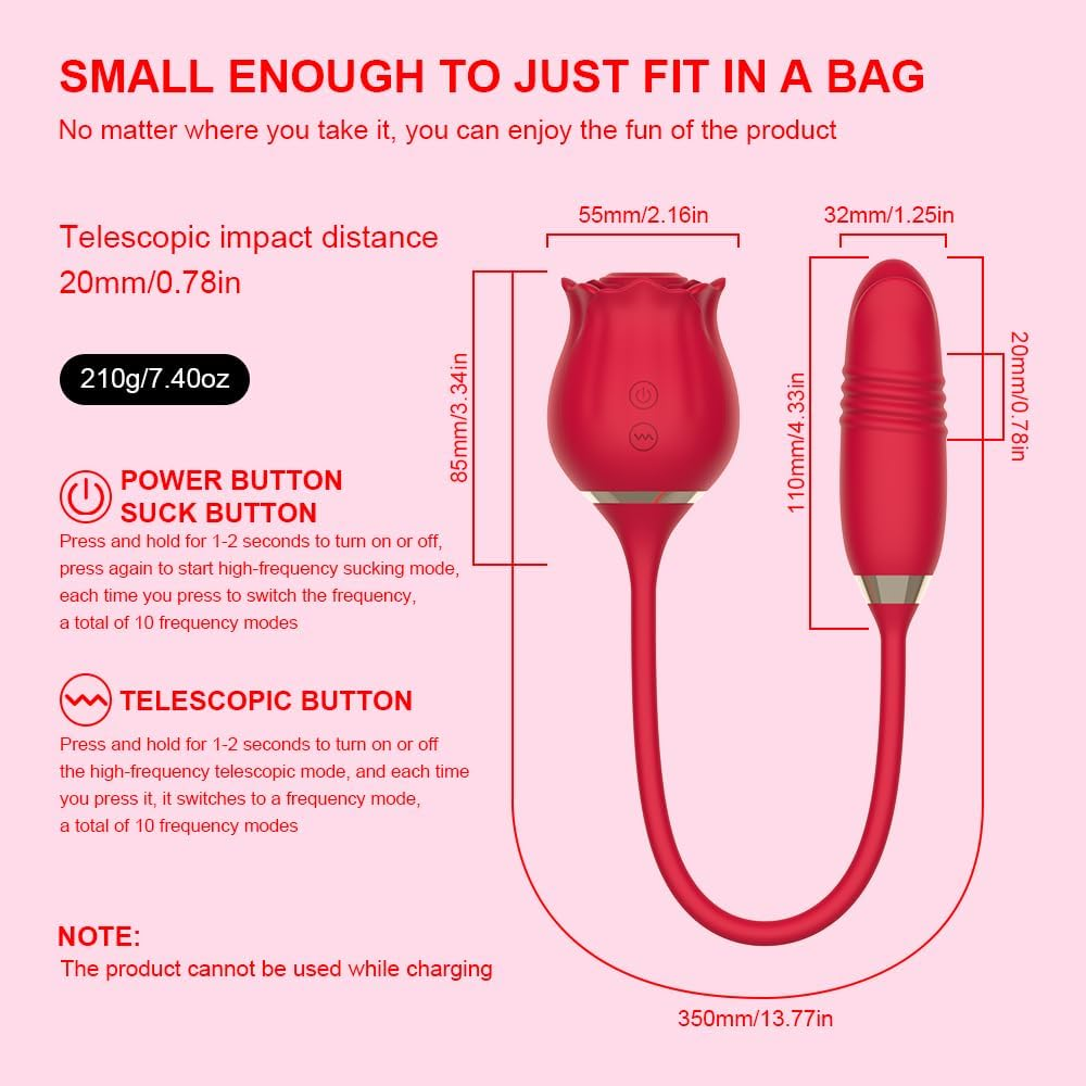 YUKAIONE Rose 3-In-1 Female Sex Toy, Sucking & Inserting Dildo Vibrator for G-Spot, Clitoral & Nipple Stimulation, Adult Sex Toy for Women and Men image number 1