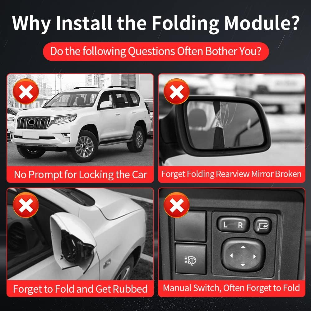 Automatic Folding and Expansion of Rearview Mirror for Toyota Land Cruiser Prado 150 LC150 2010-2017 2011 2012 2013 2014 2015 2016 Interior Modification Accessories (2010-2017 RHD LHD)