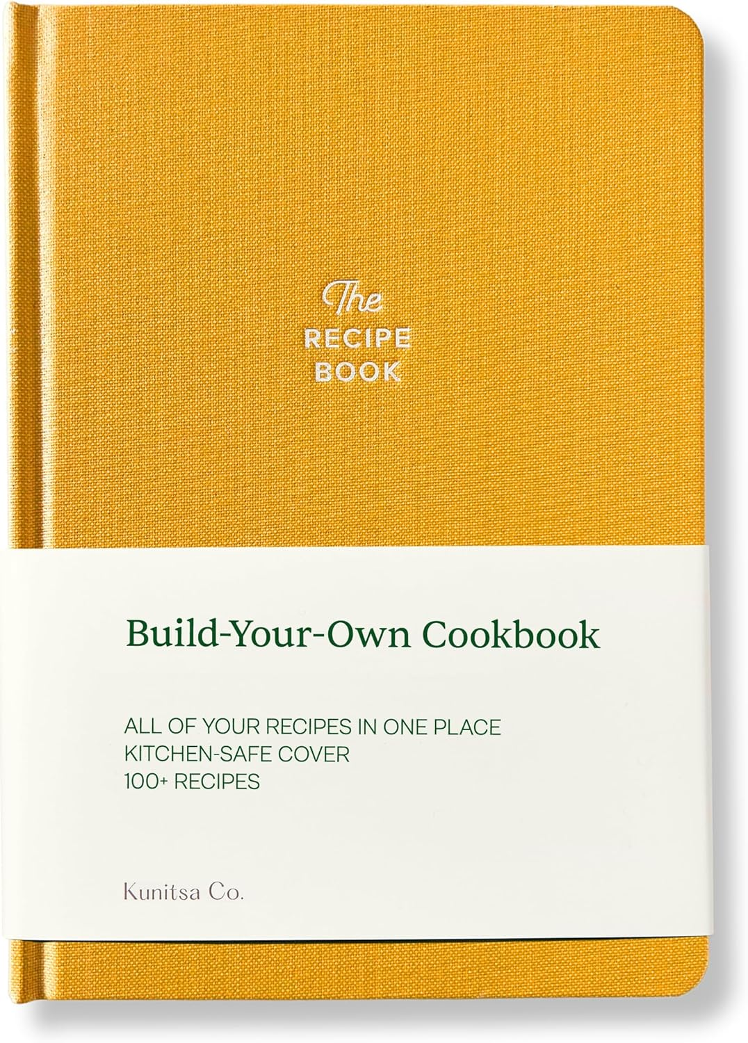 KUNITSA CO. Recipe Notebook - Keepsake Gift. Hardcover Blank Recipe Book to Write in Your Own Recipes, with Journaling Prompts about the Chef. 100 Recipes (Mustard Yellow)
