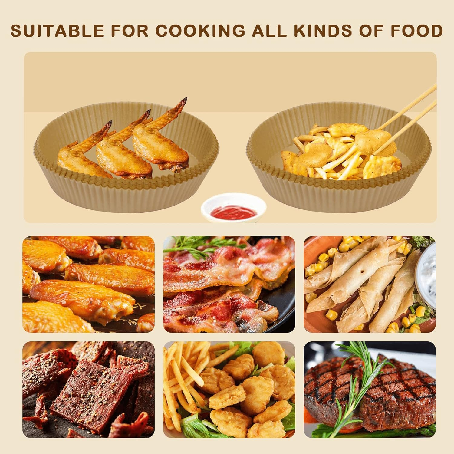 Air Fryer Liners for Ninja Air Fryer, 100 Pcs Disposable Airfryer Liners Parchment Paper Sheets Air Fryer Accessories Compatible with Ninja AF101 Air Fryer, Ninja Af150Air Fryer XL and Ninja AF161 Max image number 4