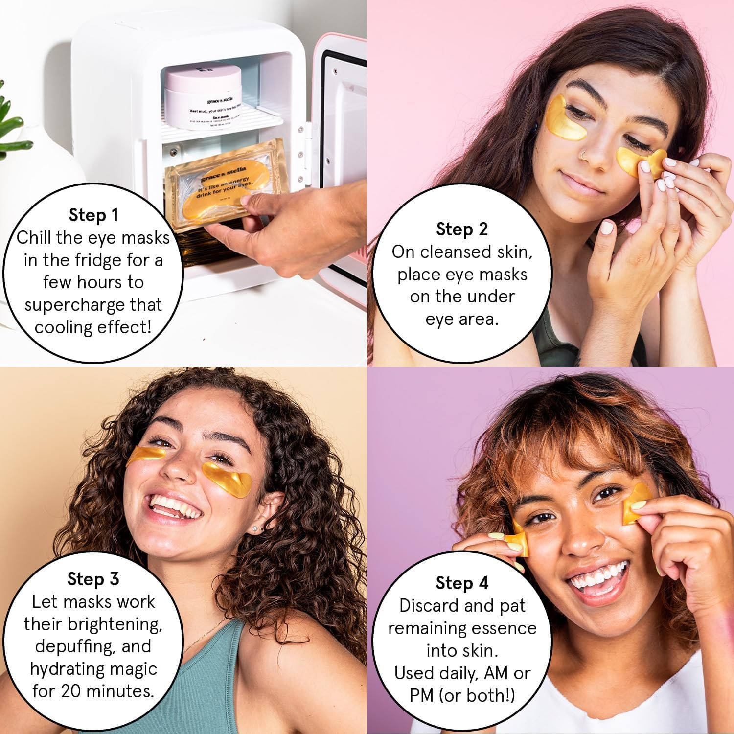 Grace & Stella Award Winning Hyaluronic Acid under Eye Patches - Gifts for Mom and Women - Reduce Dark Circles, Puffy Eyes, Undereye Bags & Wrinkles - under Eye Masks - Vegan (24 Pairs, Pink) image number 1