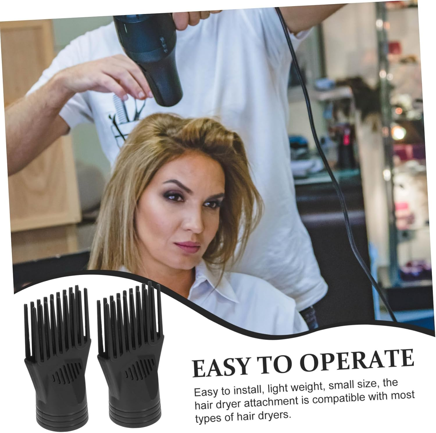 Healeved 2 X Hair Dryer Comb Attachment Compatible with Most Hair Dryer Models, Air Nozzle for Even Heat Distribution and Quick Drying for Smooth and Shiny Hair image number 2