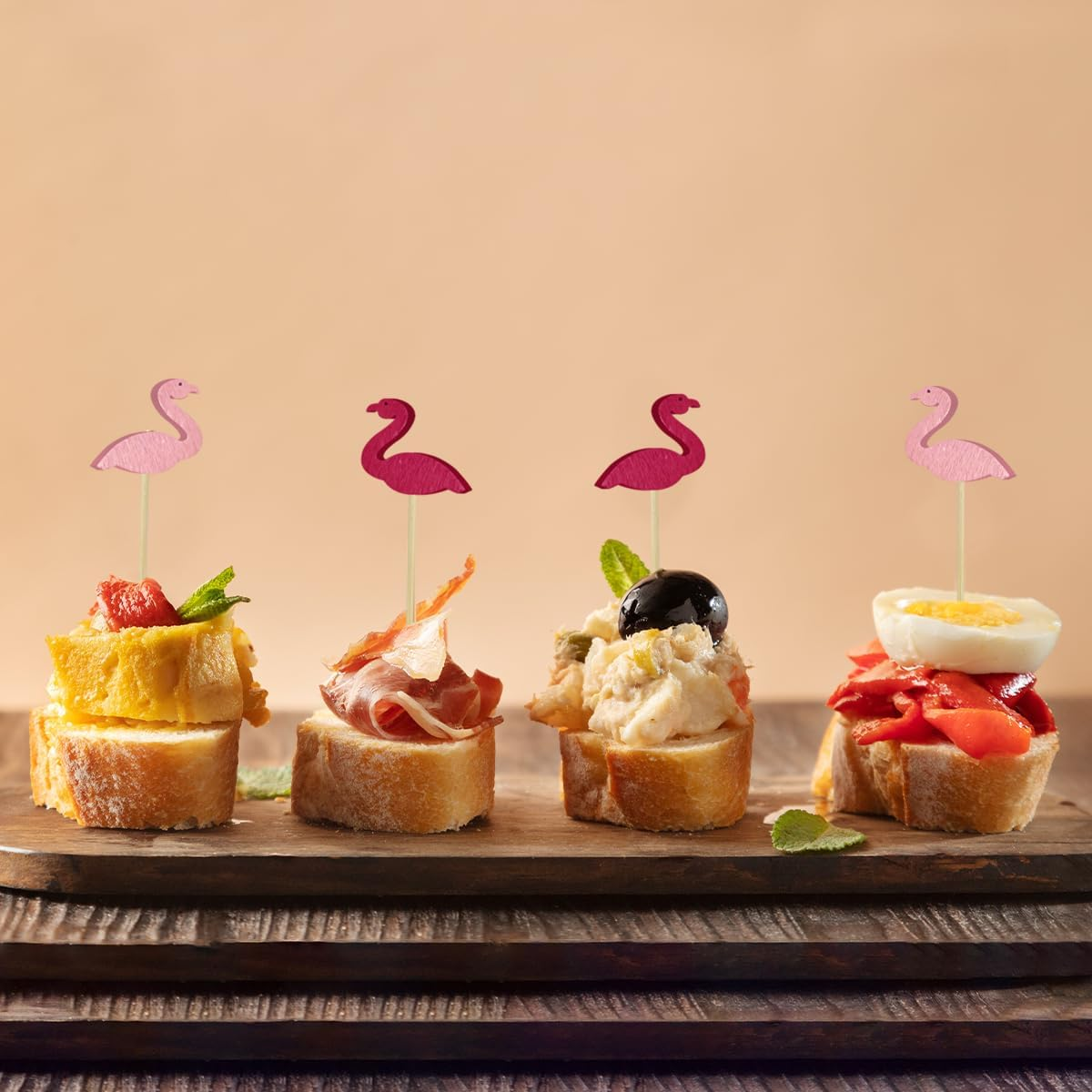 NILLOS Cocktail Bamboo, 100 PCS Flamingo Design Decorative Cocktail Appetizer Picks for Fruit, Appetizers, Dessert, Stirrers Sticks (13.5 * 2.3 Cm/5.31 * 0.9 In) image number 6
