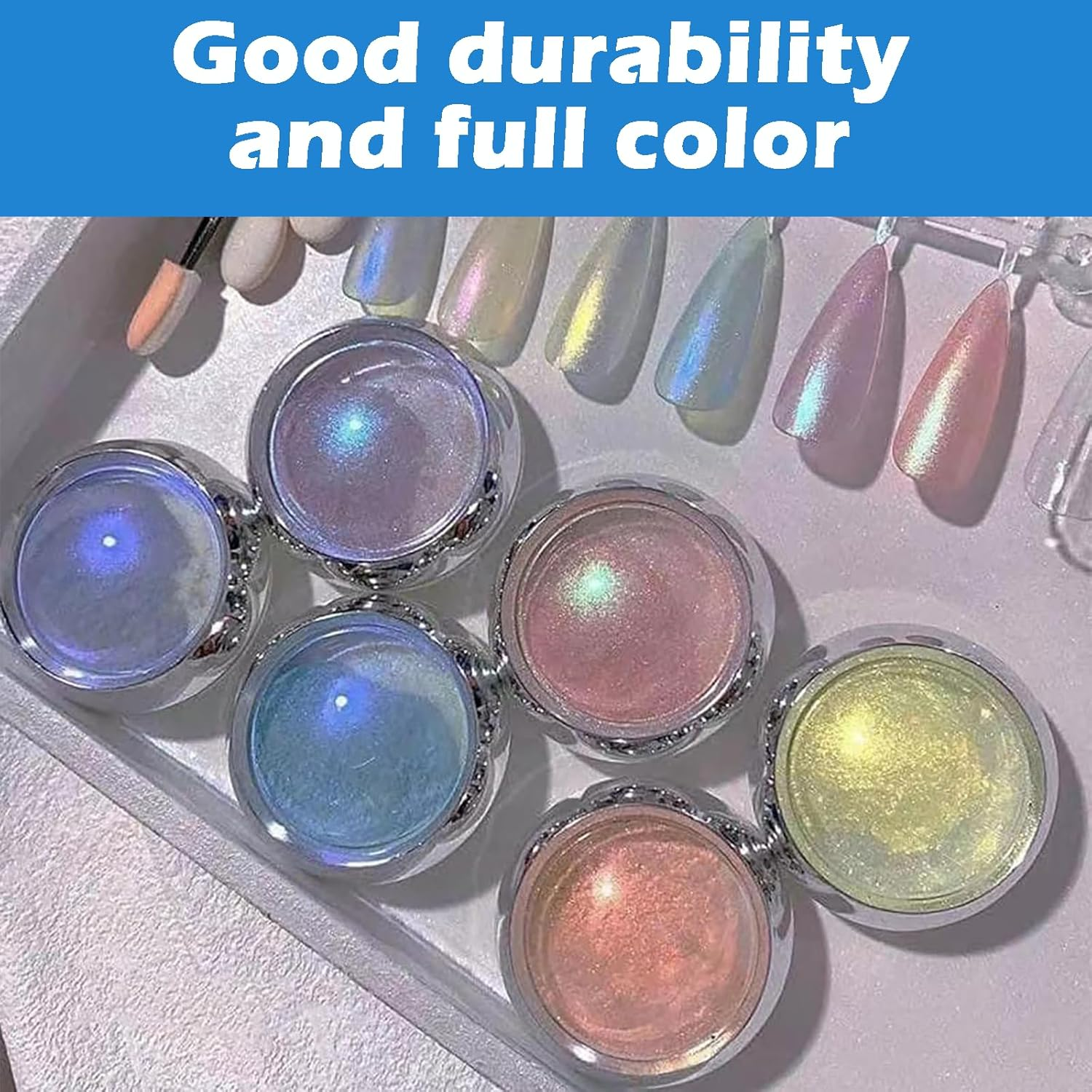 Treayes Chrome Nail Powder, Acrylic Nail Powder - Nail Art Decoration for Women with Mirror Effect, Iridescent Aurora, Ideal for Gel Polish image number 2